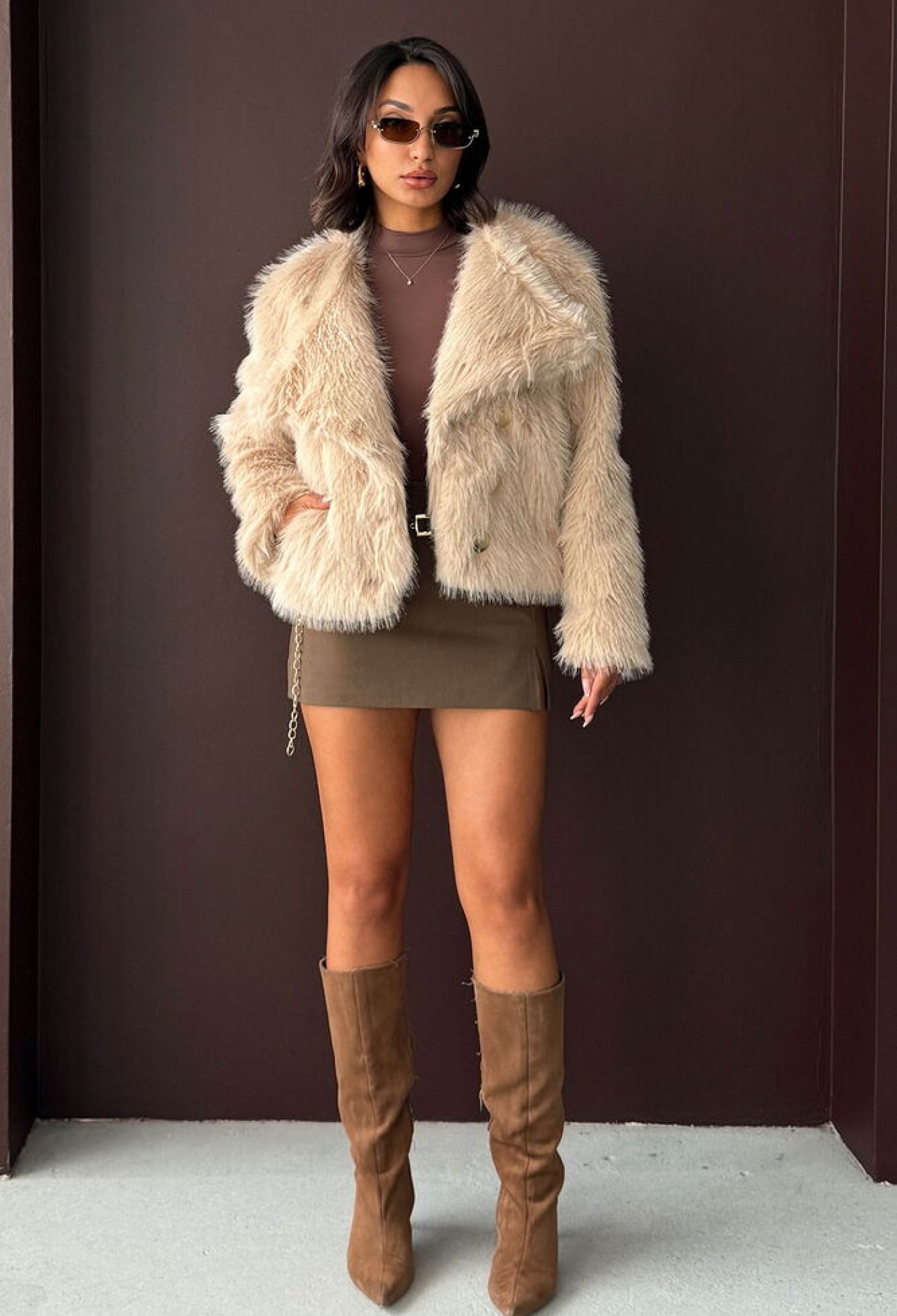 Beige Fur Jacket - Brand: Topshow - Women & Kids, Baby Clothes Wholesale - TheBS Women