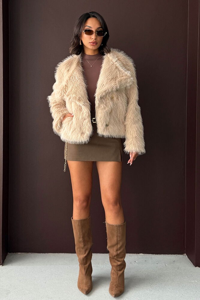 Beige Fur Jacket – Brand: Topshow – Women & Kids, Baby Clothes Wholesale – TheBS Women