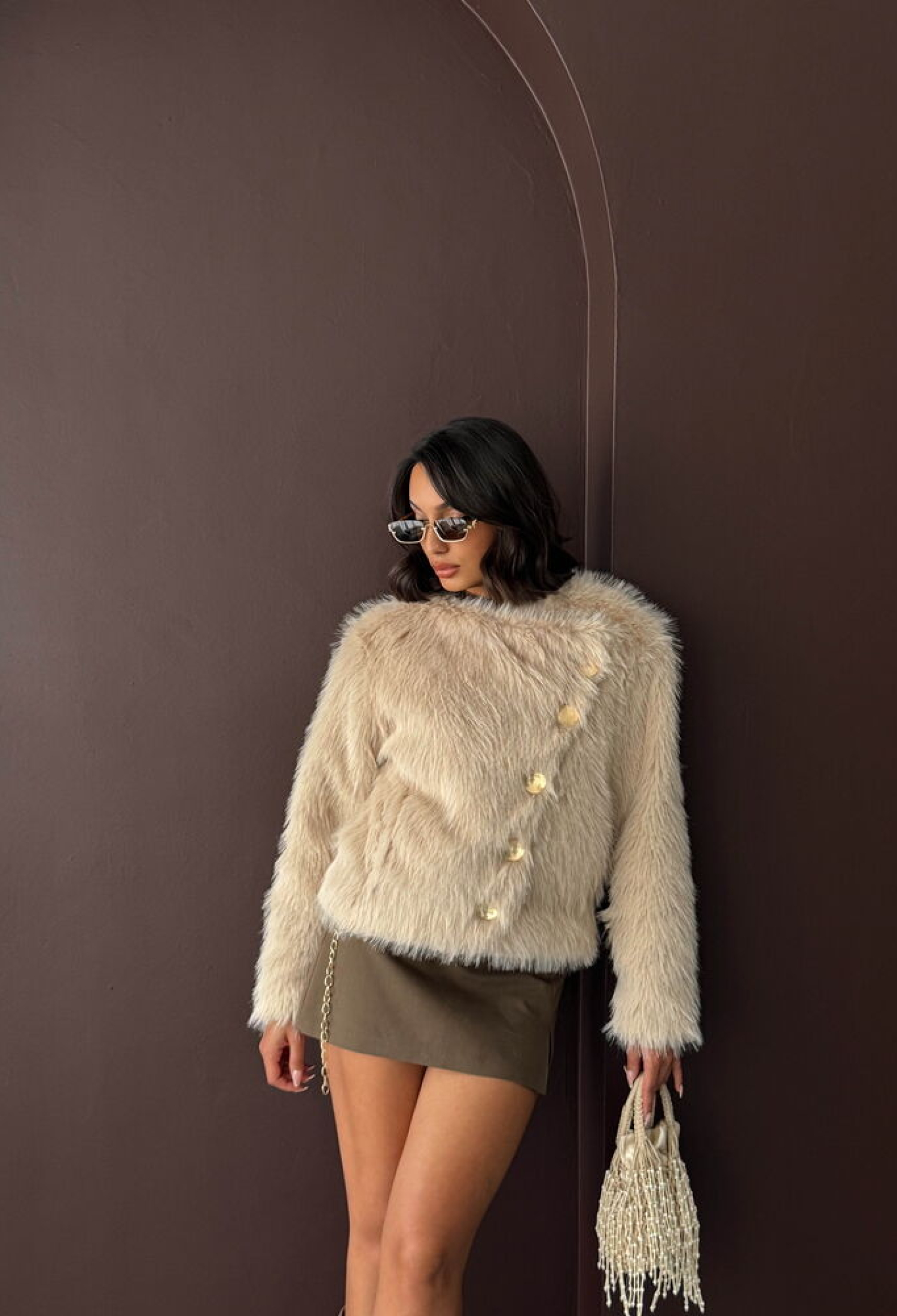 Beige Fur Jacket - Brand: Topshow - Women & Kids, Baby Clothes Wholesale - TheBS Women