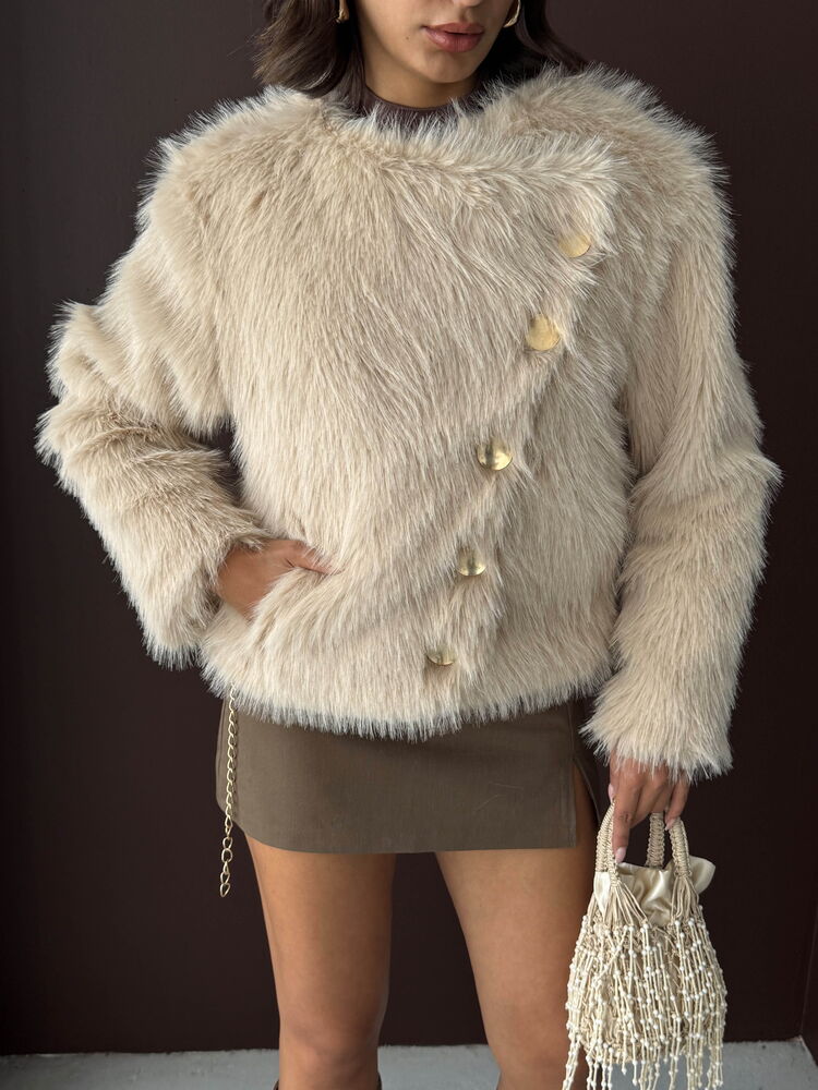 Beige Fur Jacket – Brand: Topshow – Women & Kids, Baby Clothes Wholesale – TheBS Women