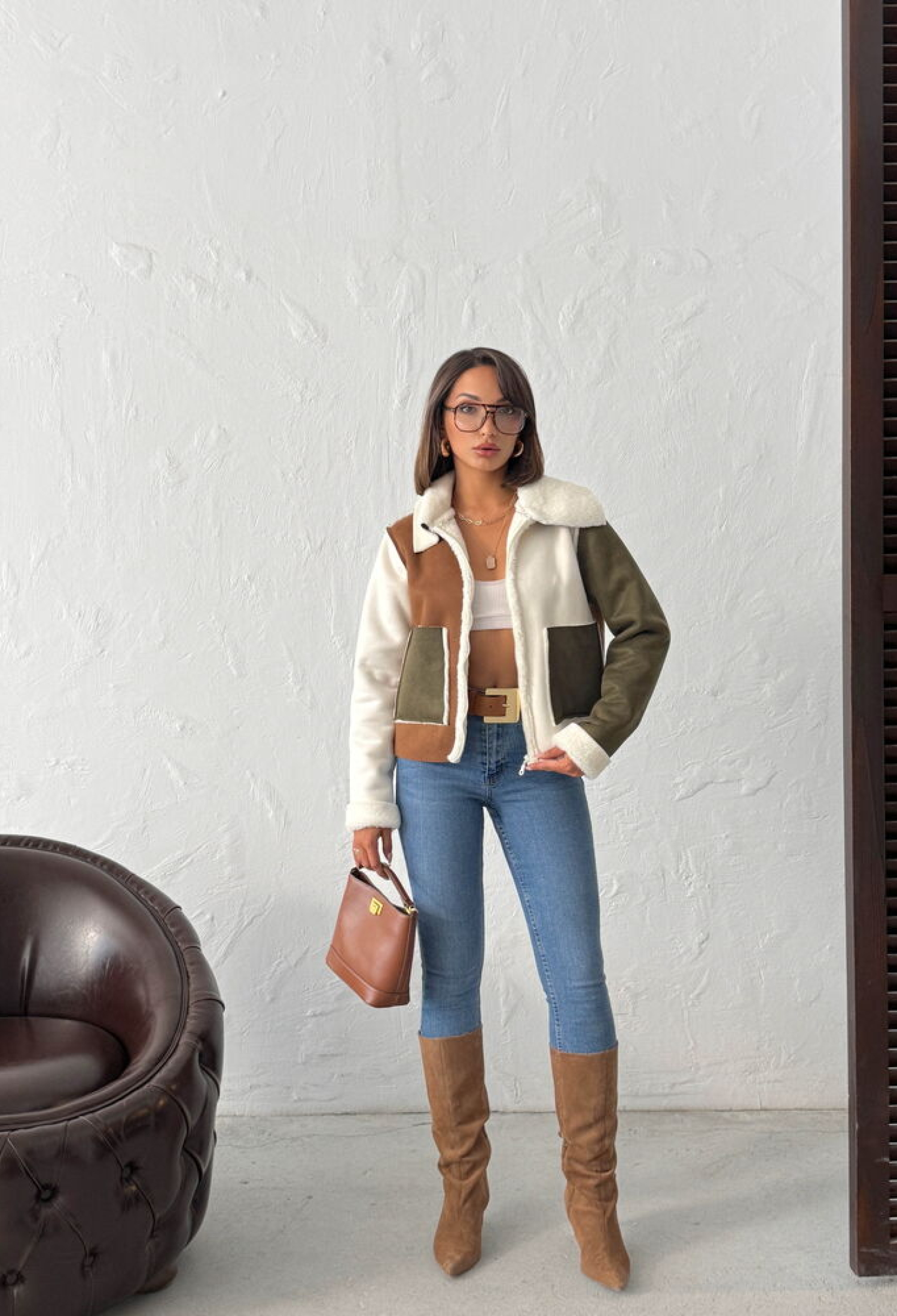 Brown Shacket Jacket With Zip Up Closure - Brand: Topshow - Women & Kids, Baby Clothes Wholesale - TheBS Women