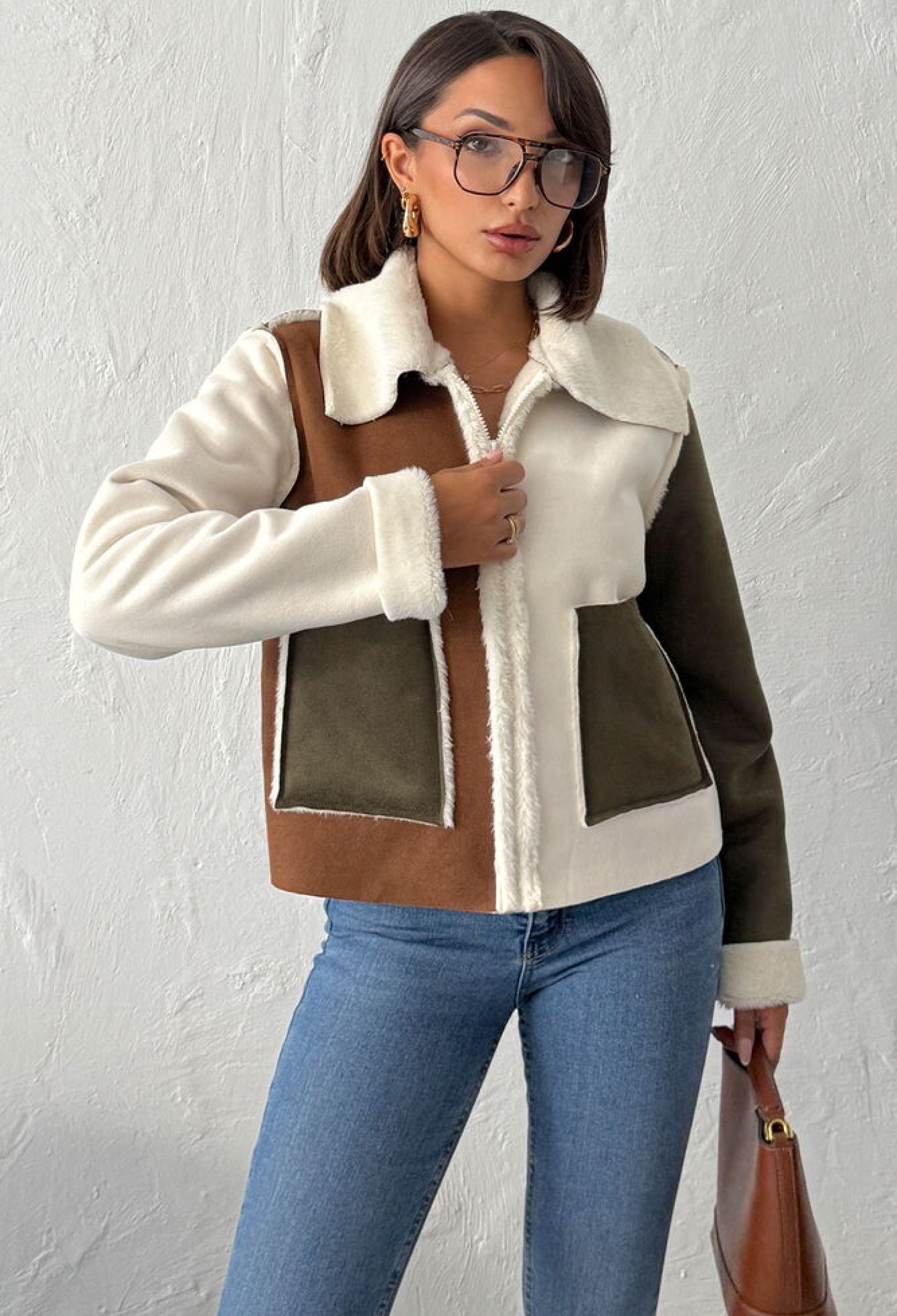 Brown Shacket Jacket With Zip Up Closure - Brand: Topshow - Women & Kids, Baby Clothes Wholesale - TheBS Women