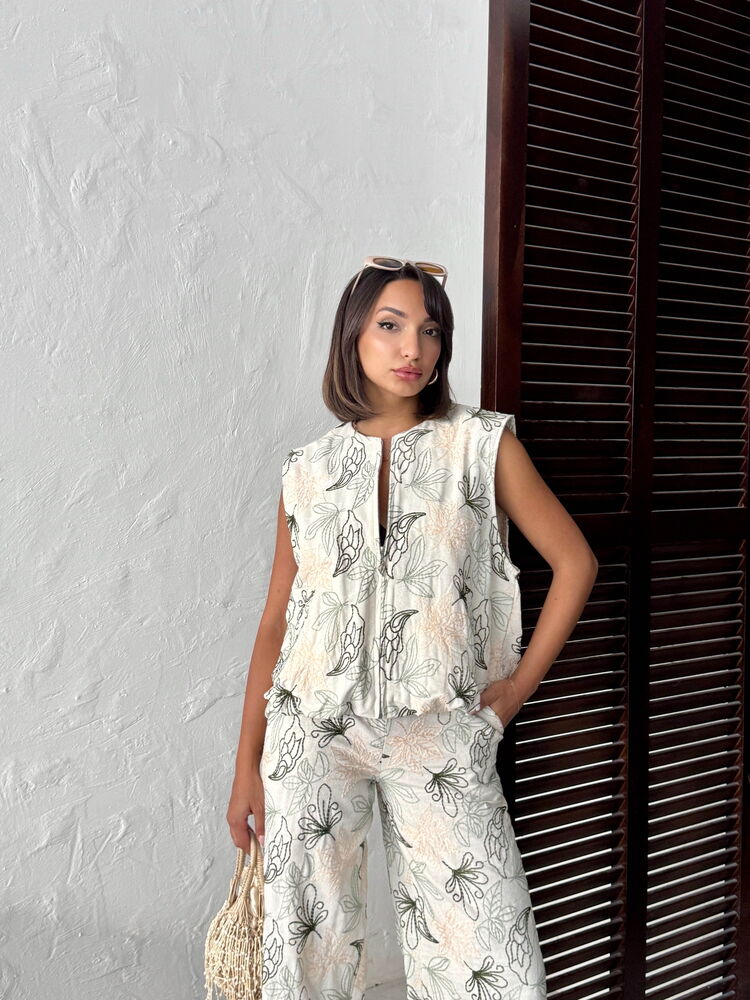 White Floral Zip-Up Sleeveless Shirt – Brand: Topshow – Women & Kids, Baby Clothes Wholesale – TheBS Women