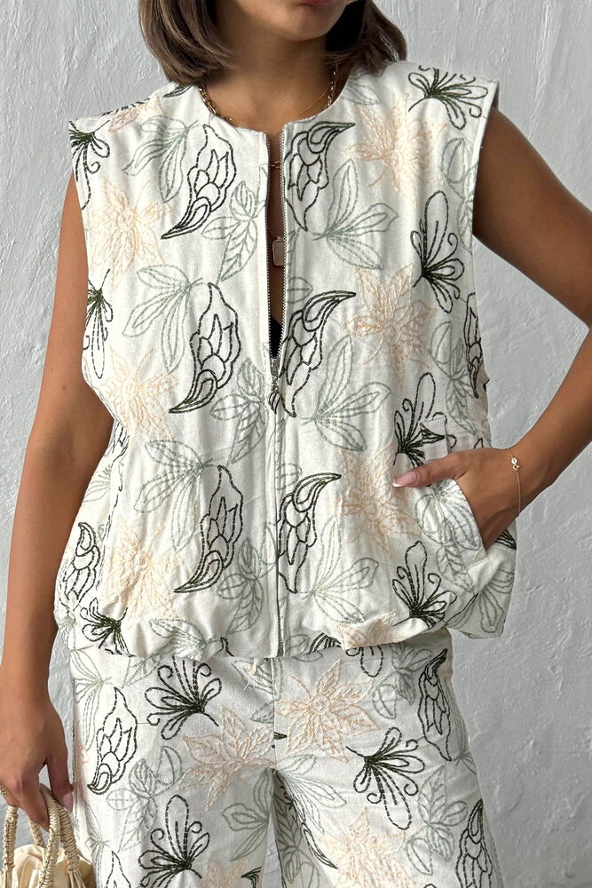 White Floral Zip-Up Sleeveless Shirt – Brand: Topshow – Women & Kids, Baby Clothes Wholesale – TheBS Women