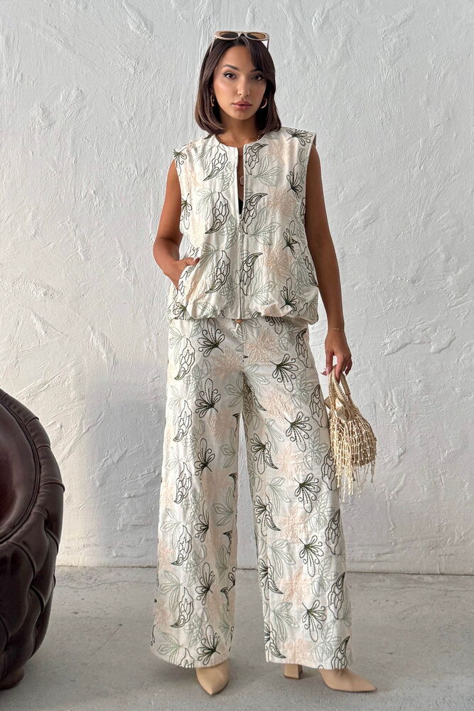 Beige Palazzo Pants With Floral Design – Brand: Topshow – Women & Kids, Baby Clothes Wholesale – TheBS Women