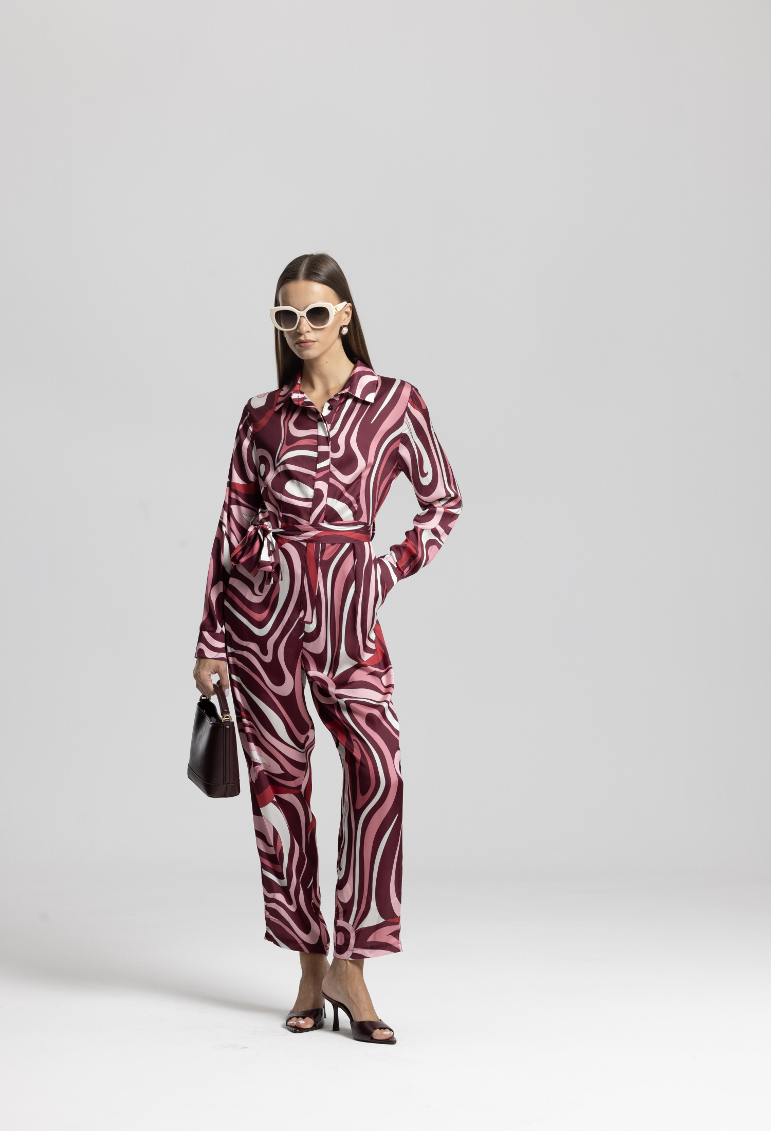 Red Retro Marble Shirt Jumpsuit - Brand: Cream Rouge - Women & Kids, Baby Clothes Wholesale - TheBS Women