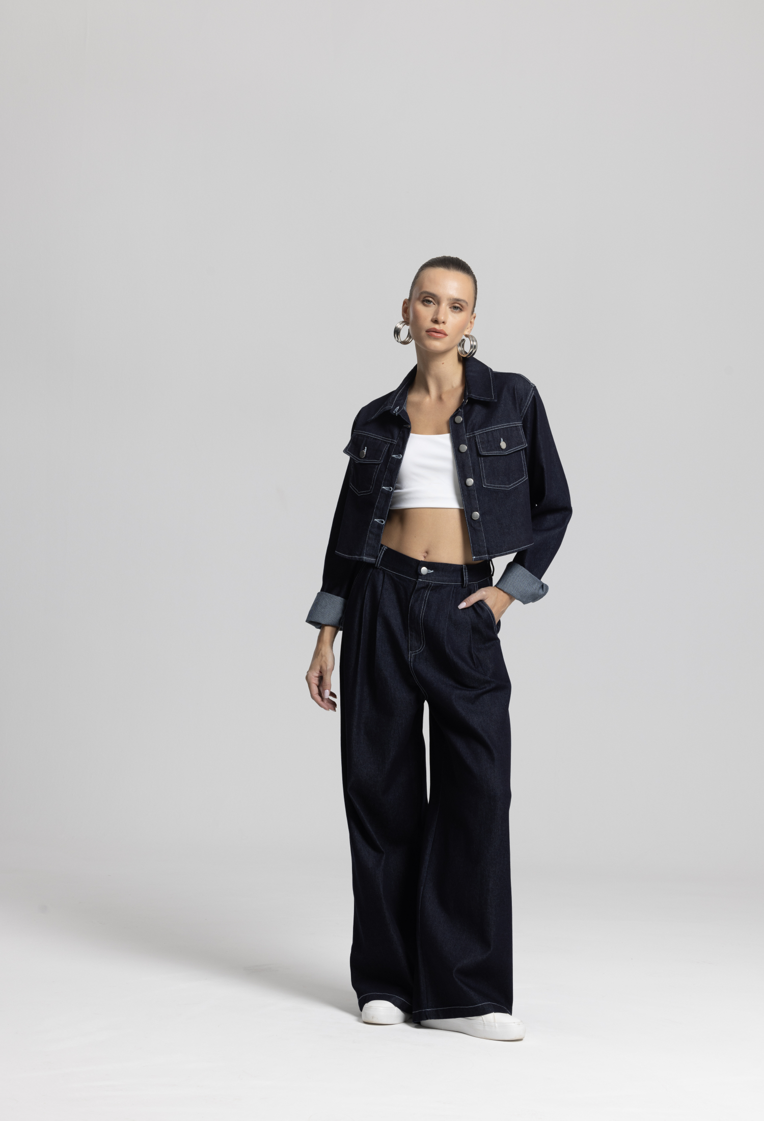 White Sleeveless Slim Fit Crop Shirt - Brand: Cream Rouge - Women & Kids, Baby Clothes Wholesale - TheBS Women