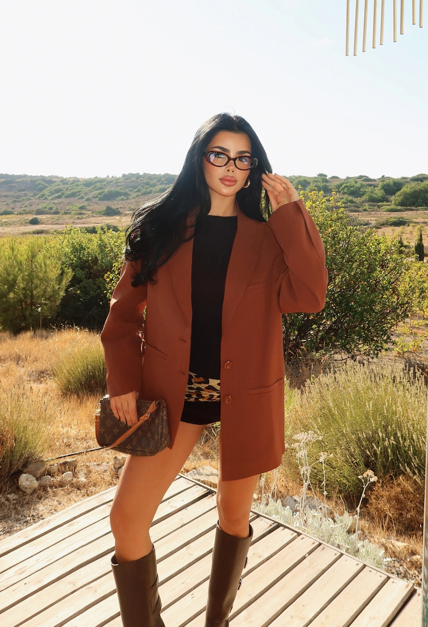 Brown Elegant Single-Breasted Blazer Jacket - Brand: EYYO ATELIER - Women & Kids, Baby Clothes Wholesale - TheBS Women