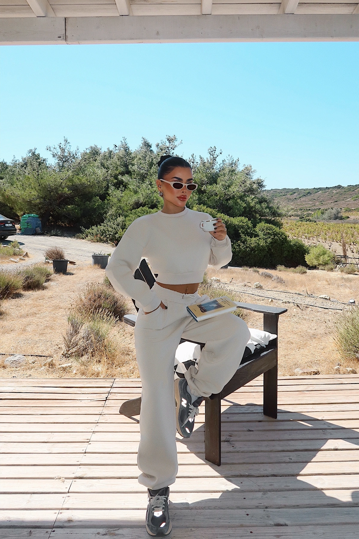 Beige Tracksuit Oversized Jogger For Casual Sport - Brand: EYYO ATELIER - Women & Kids, Baby Clothes Wholesale - TheBS Women