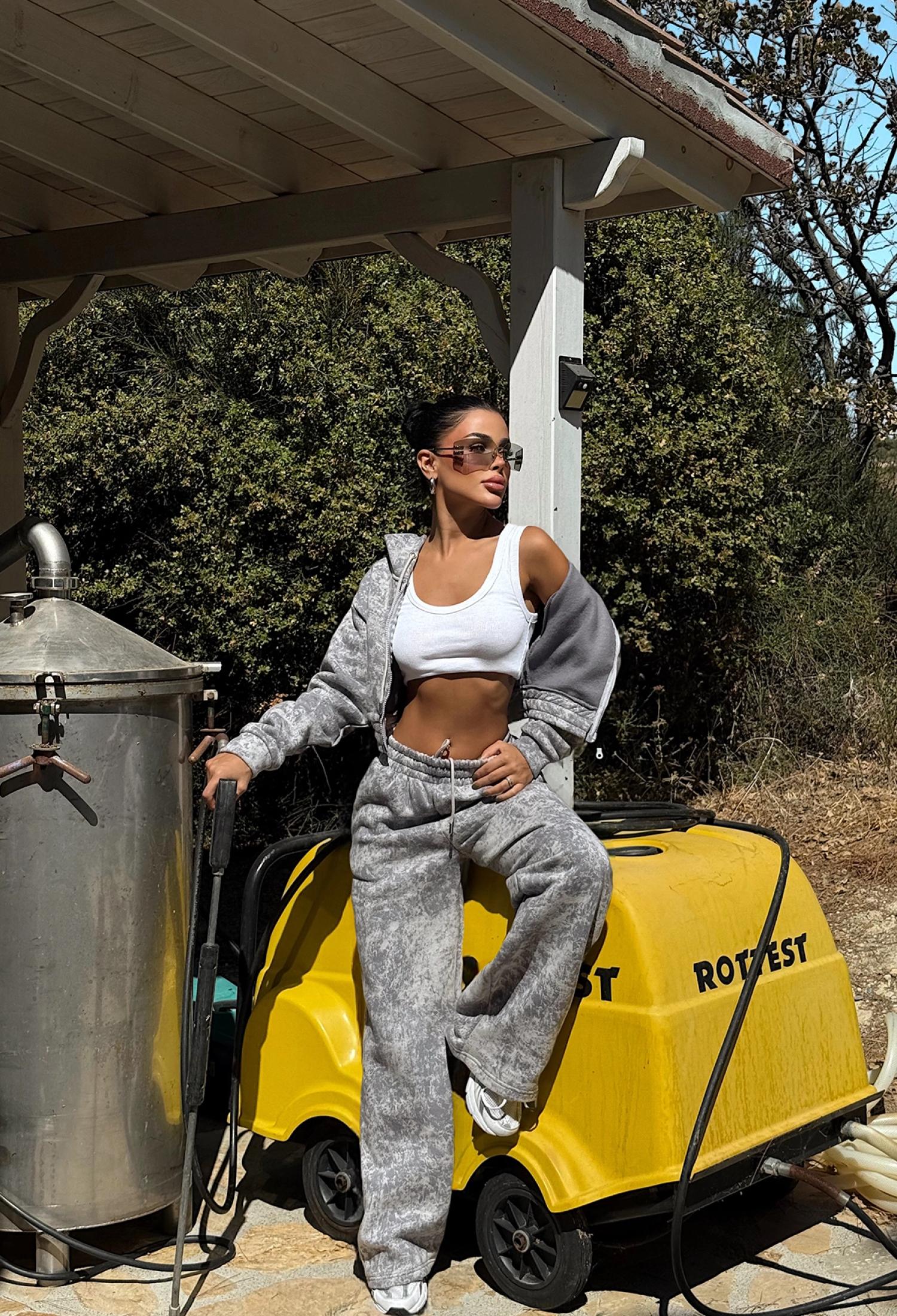 Tracksuit With Oversized Fit And Hooded Neck - Brand: EYYO ATELIER - Women & Kids, Baby Clothes Wholesale - TheBS Women