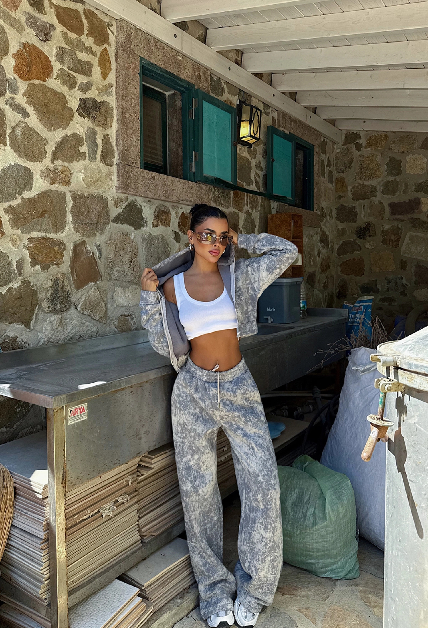 Tracksuit With Oversized Fit And Hooded Neck - Brand: EYYO ATELIER - Women & Kids, Baby Clothes Wholesale - TheBS Women