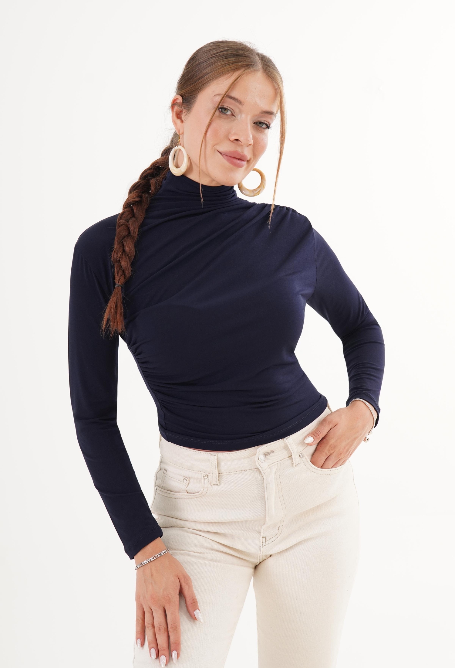 Blouse With High Neck And Slim Fit - Brand: Lustrin - Women & Kids, Baby Clothes Wholesale - TheBS Women