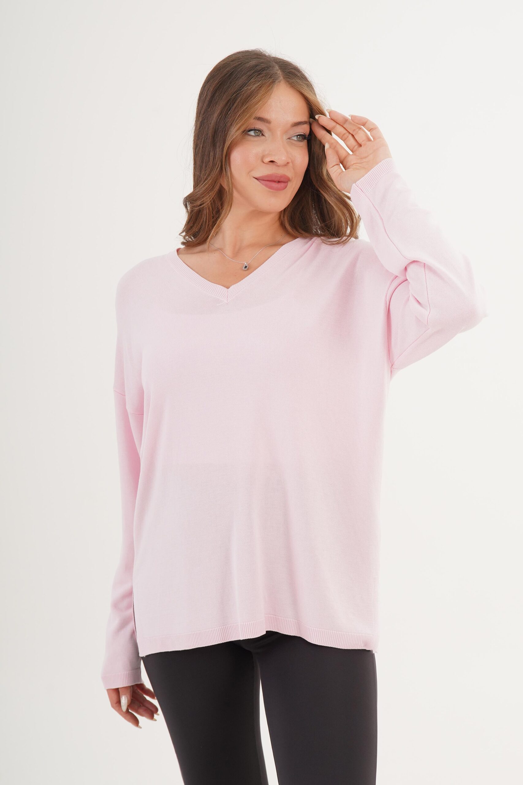 Sweater Oversized V-Neck Long Sleeve Casual - Brand: Lustrin - Women & Kids, Baby Clothes Wholesale - TheBS Women Sweater Oversized V-Neck Long Sleeve Casual - Brand: Lustrin - Women & Kids, Baby Clothes Wholesale - TheBS Women