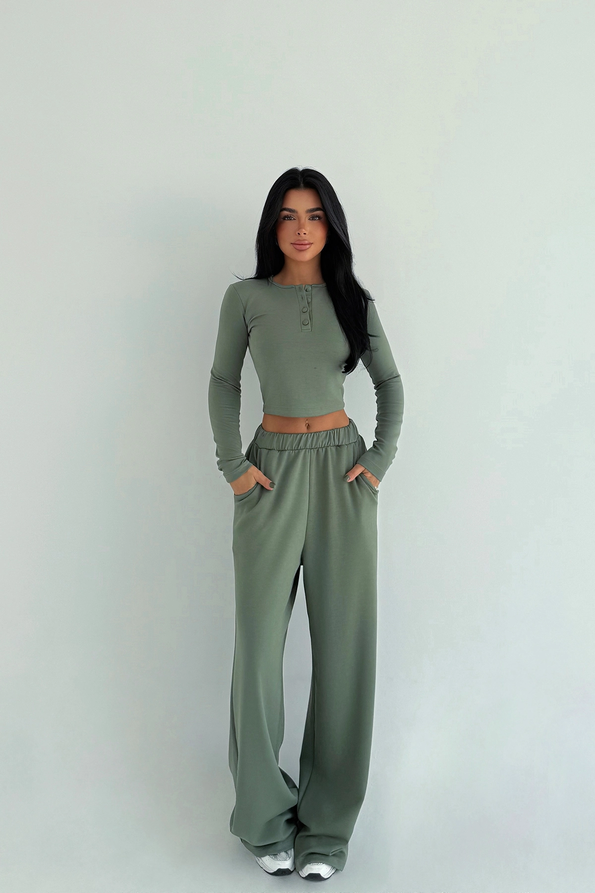 Green Casual Sport Streetwear Set - Brand: EYYO ATELIER - Women & Kids, Baby Clothes Wholesale - TheBS Women