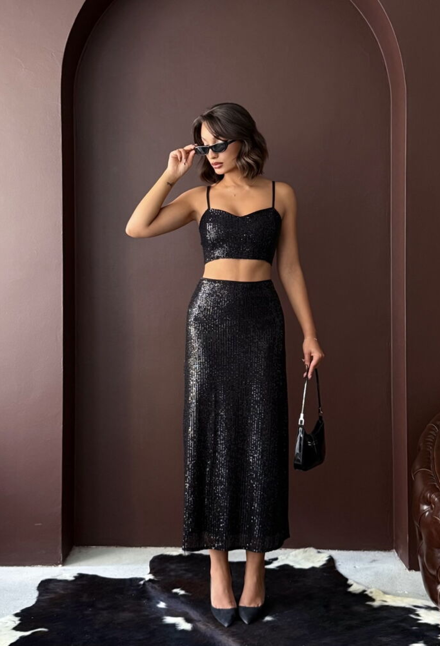 Sequined Sweetheart Neck Crop Blouse - Brand: Topshow - Women & Kids, Baby Clothes Wholesale - TheBS Women