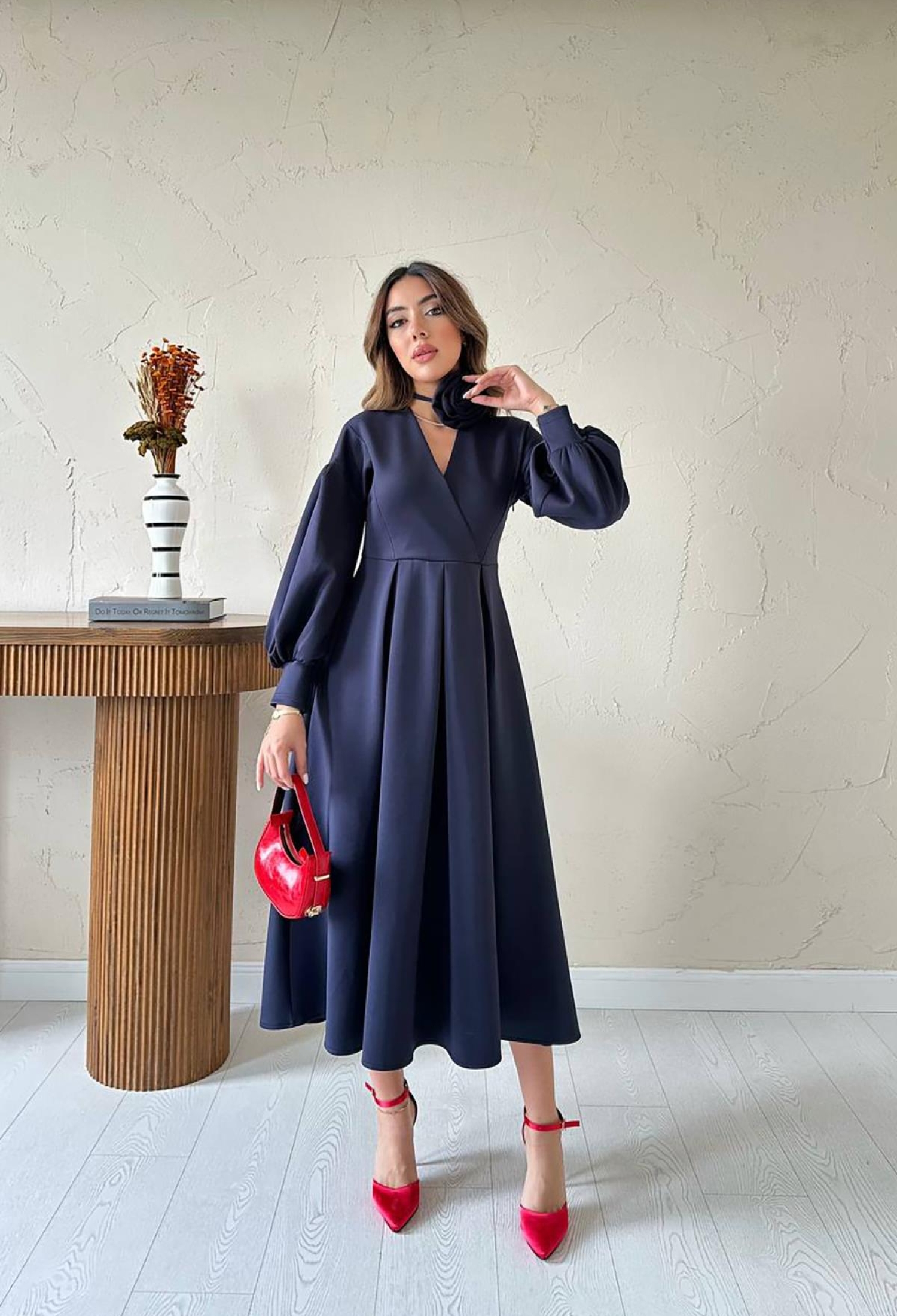 Rose Detailed Scuba Dress - Brand: Elisa - Women & Kids, Baby Clothes Wholesale - TheBS Women