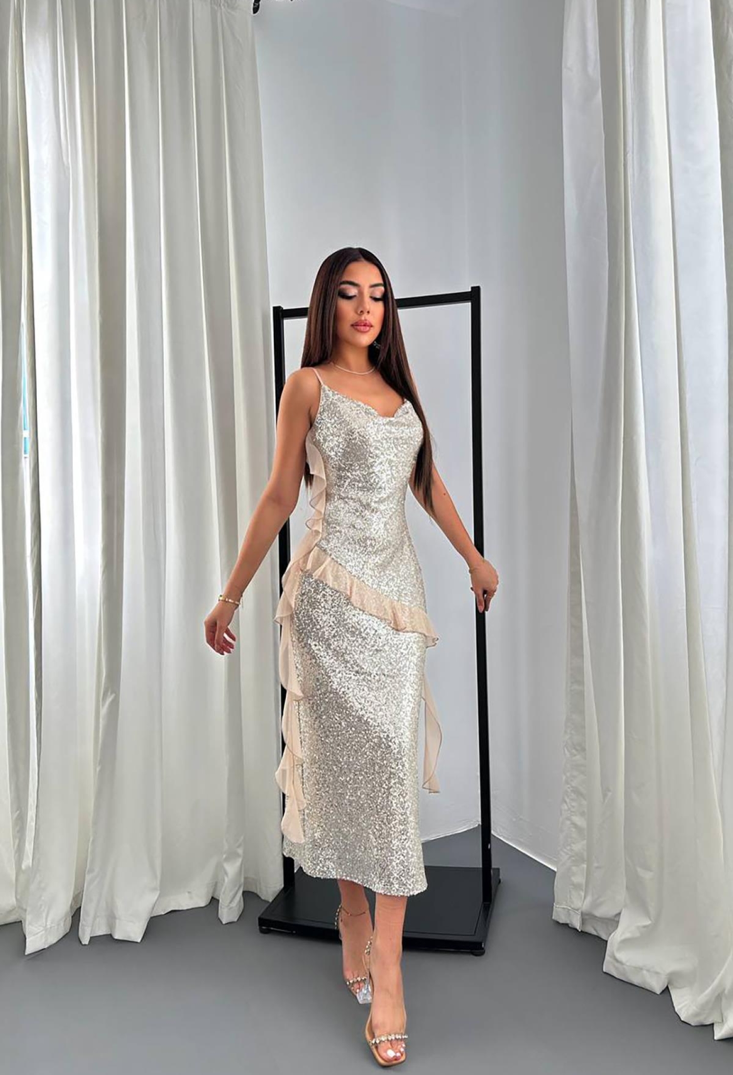 Silver Elegant Glam Formal Slip Dress - Brand: Elisa - Women & Kids, Baby Clothes Wholesale - TheBS Women