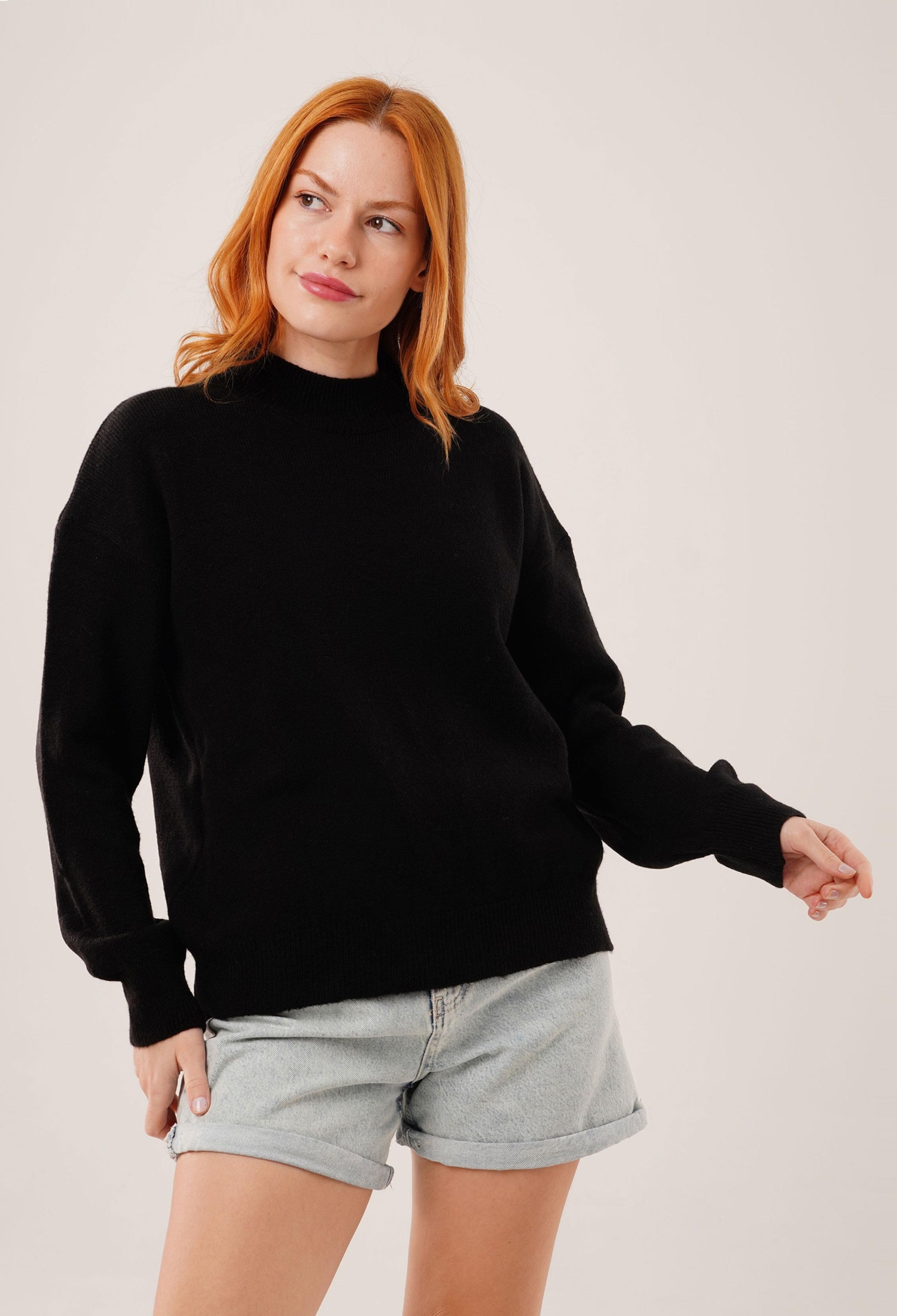 Casual Sweater With High Neck And Oversized Fit - Brand: Lustrin - Women & Kids, Baby Clothes Wholesale - TheBS Women