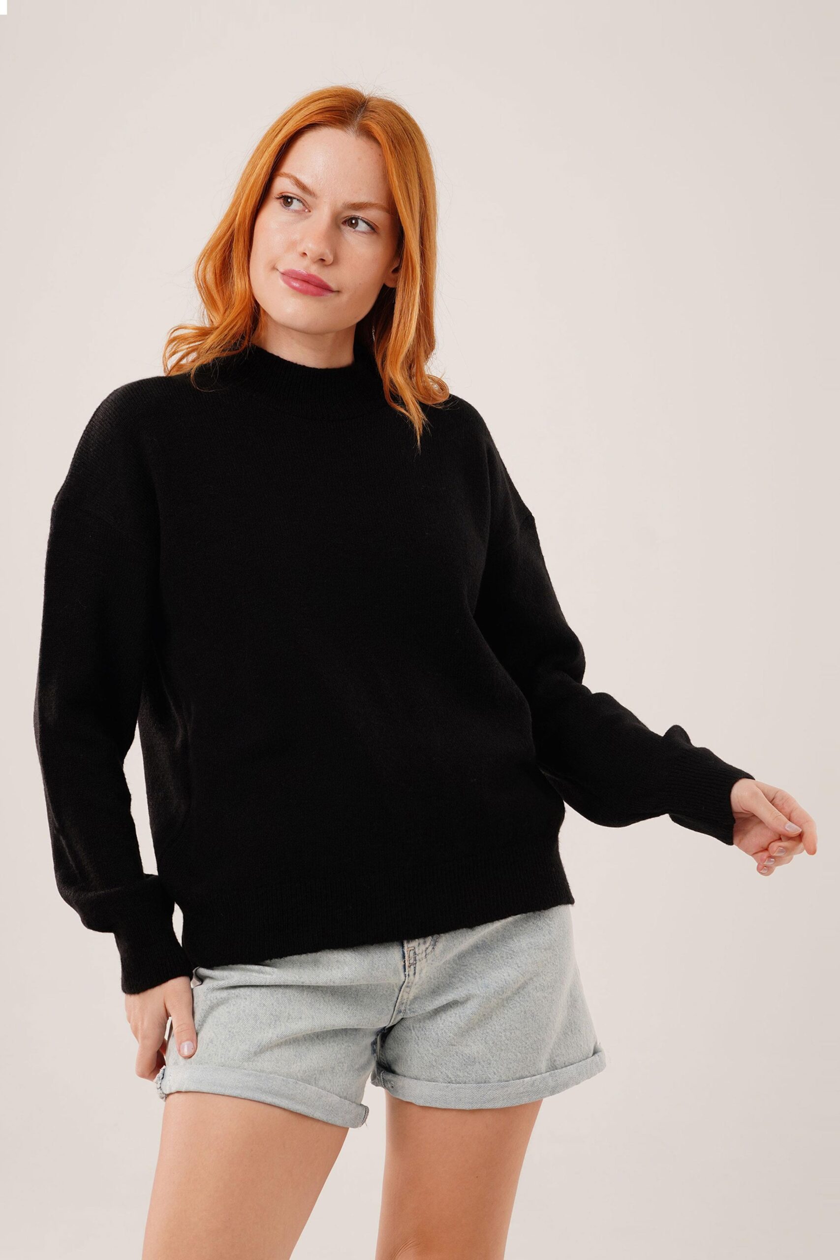 Casual Sweater With High Neck And Oversized Fit - Brand: Lustrin - Women & Kids, Baby Clothes Wholesale - TheBS Women Casual Sweater With High Neck And Oversized Fit - Brand: Lustrin - Women & Kids, Baby Clothes Wholesale - TheBS Women