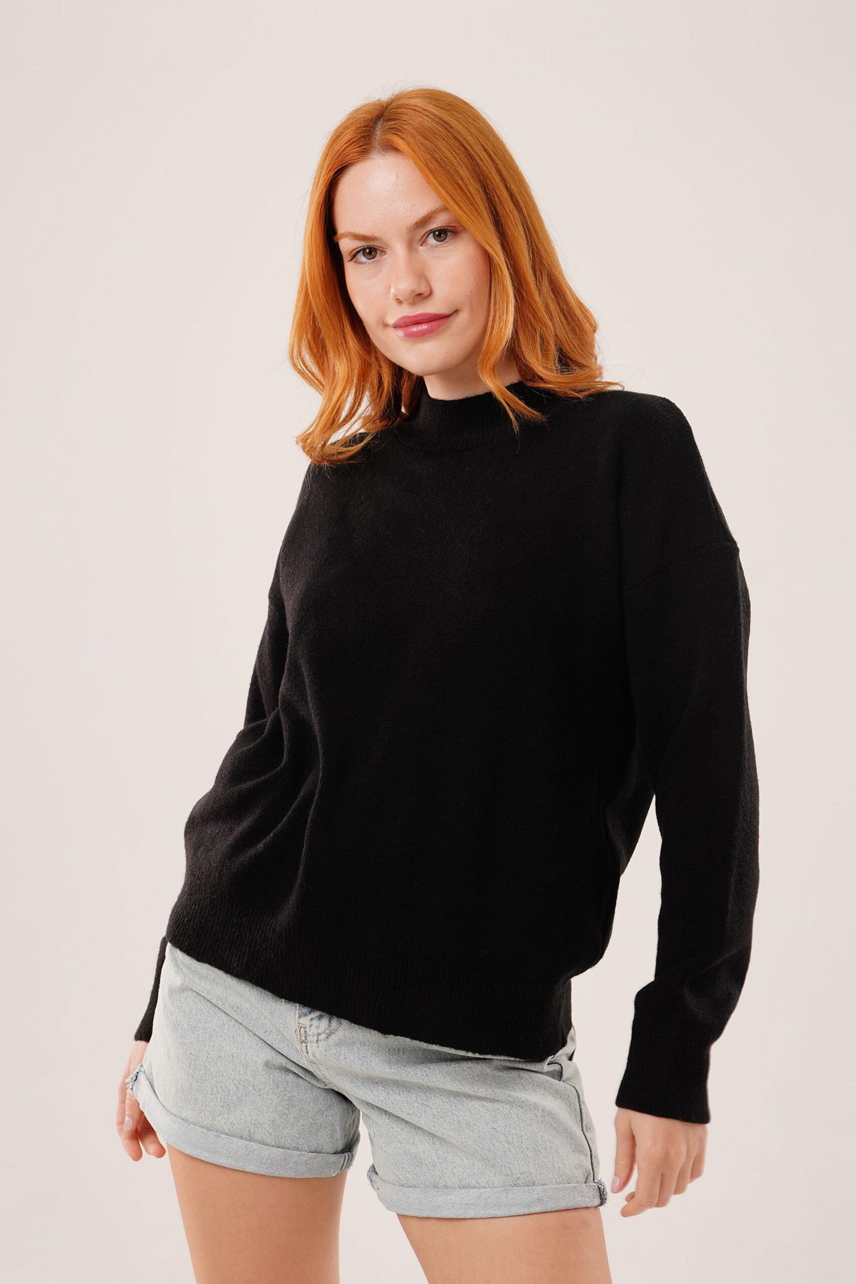 Casual Sweater With High Neck And Oversized Fit - Brand: Lustrin - Women & Kids, Baby Clothes Wholesale - TheBS Women Casual Sweater With High Neck And Oversized Fit - Brand: Lustrin - Women & Kids, Baby Clothes Wholesale - TheBS Women