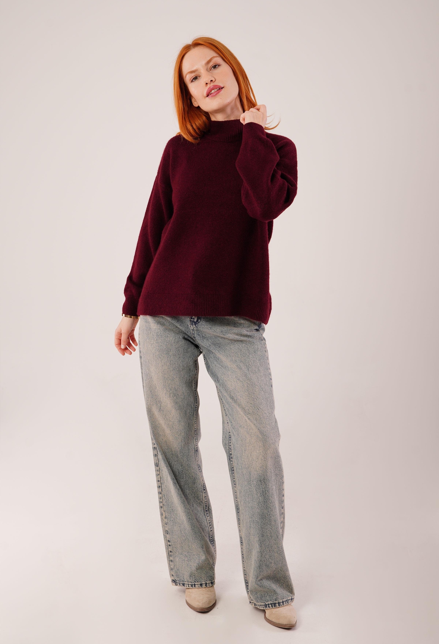 Sweater With Turtle Neck Oversized Fit - Brand: Lustrin - Women & Kids, Baby Clothes Wholesale - TheBS Women