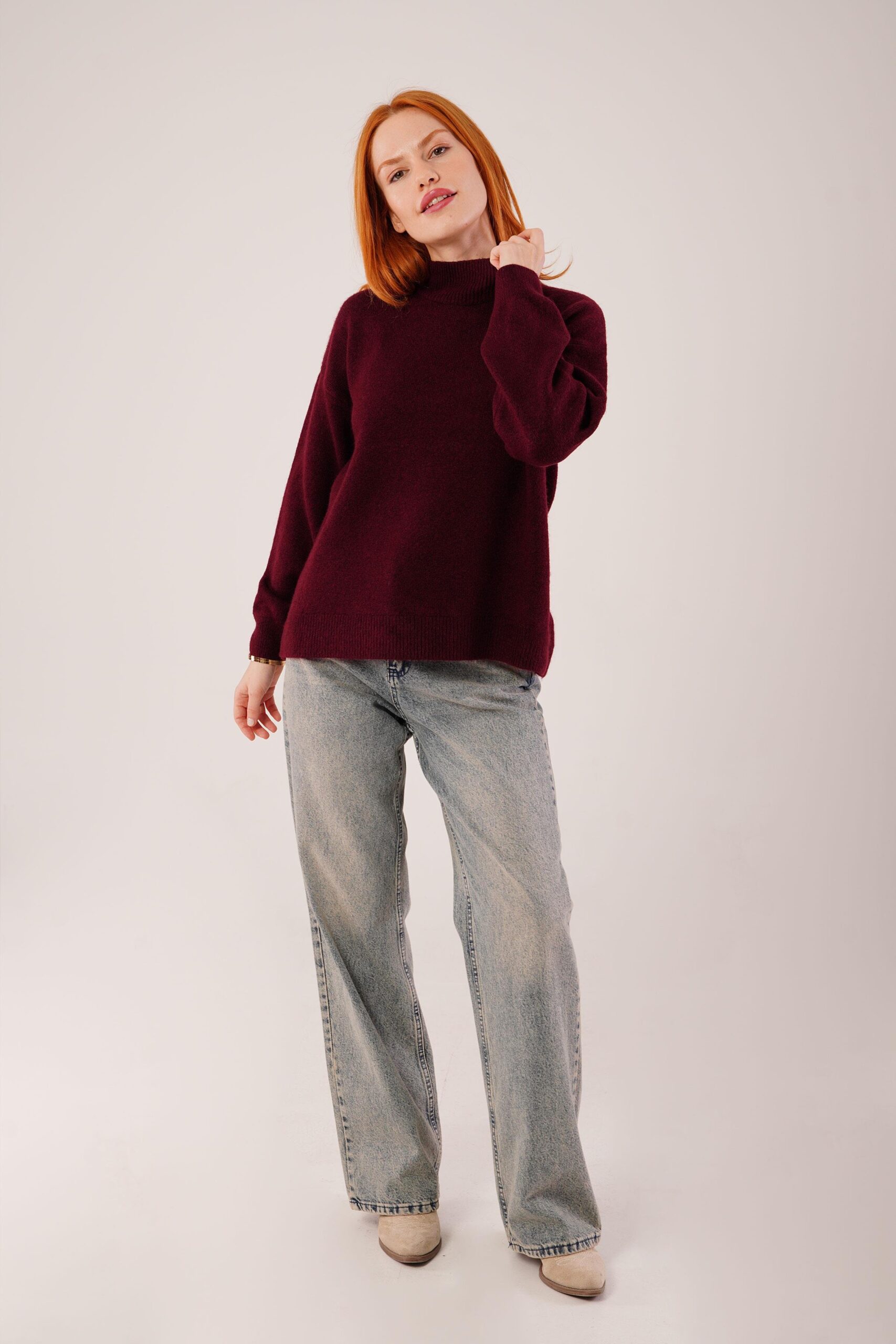 Sweater With Turtle Neck Oversized Fit - Brand: Lustrin - Women & Kids, Baby Clothes Wholesale - TheBS Women Sweater With Turtle Neck Oversized Fit - Brand: Lustrin - Women & Kids, Baby Clothes Wholesale - TheBS Women