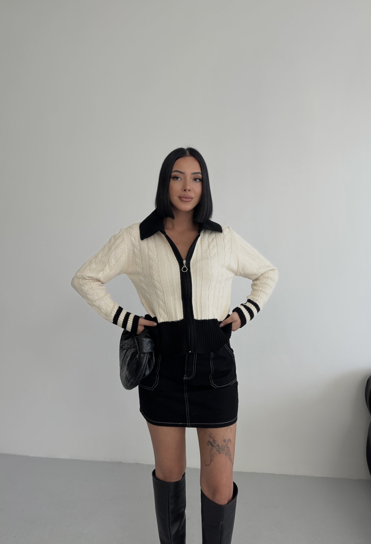 Beige Fitted Casual Cardigan With Zip Up Closure - Brand: My Fashion - Women & Kids, Baby Clothes Wholesale - TheBS Women