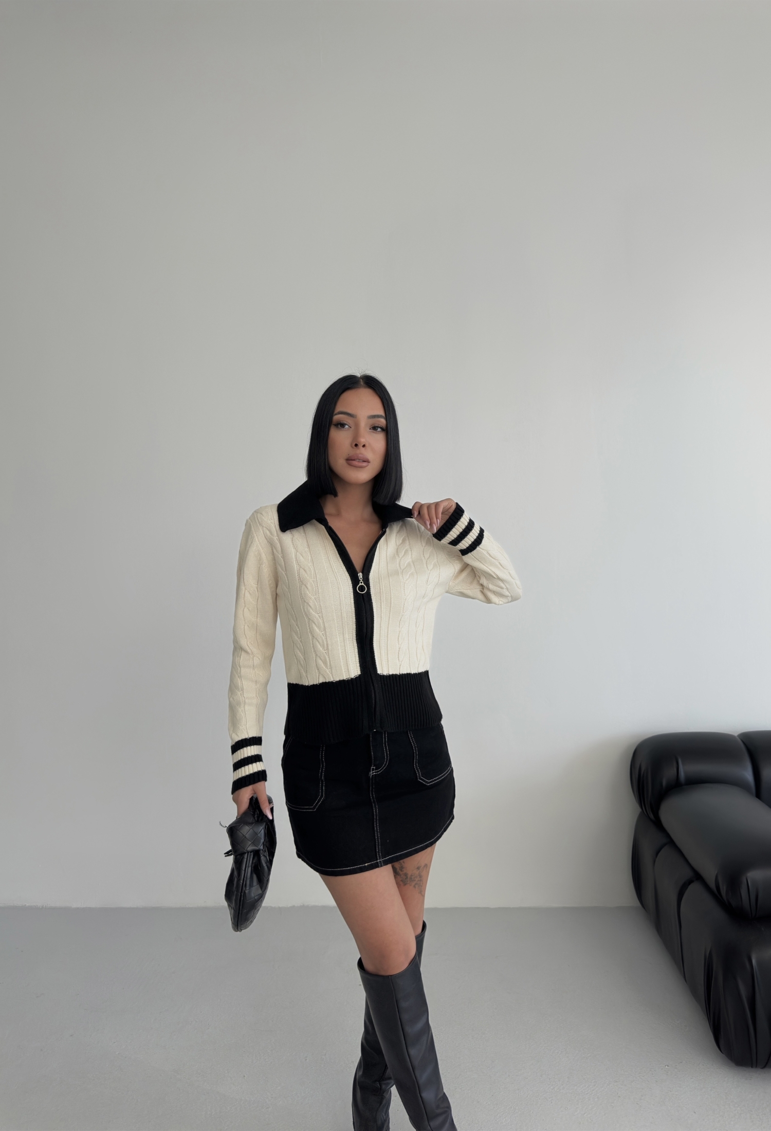 Beige Fitted Casual Cardigan With Zip Up Closure - Brand: My Fashion - Women & Kids, Baby Clothes Wholesale - TheBS Women