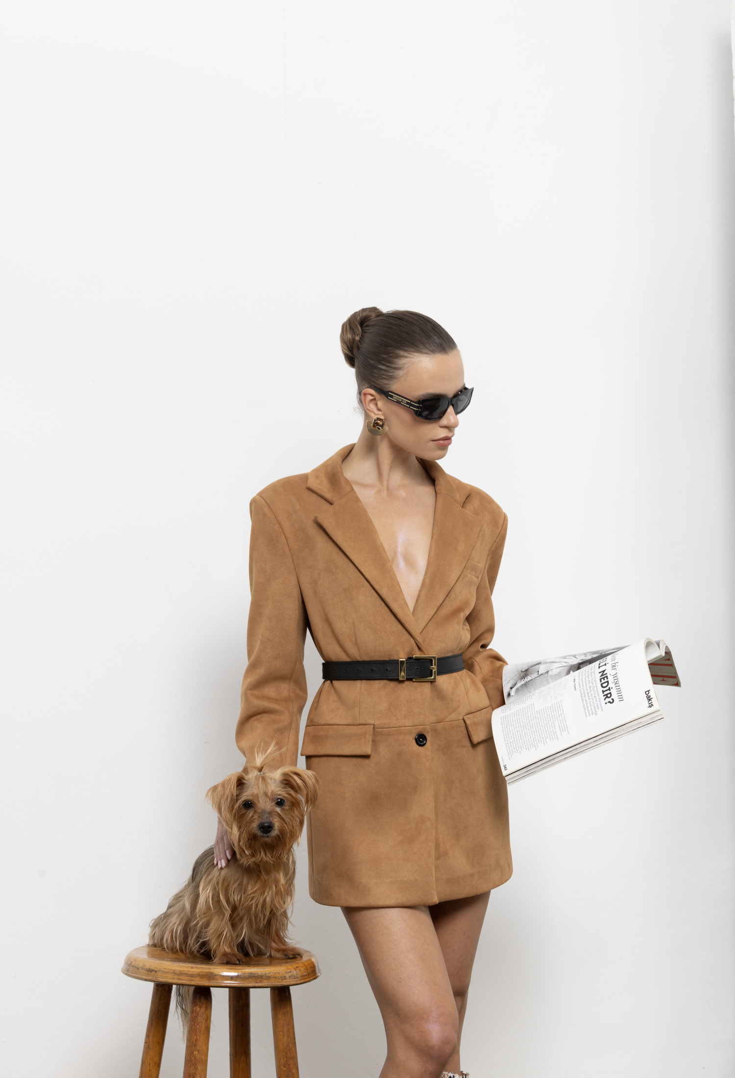 Brown Elegant Single Breasted Blazer Jacket - Brand: Cream Rouge - Women & Kids, Baby Clothes Wholesale - TheBS Women