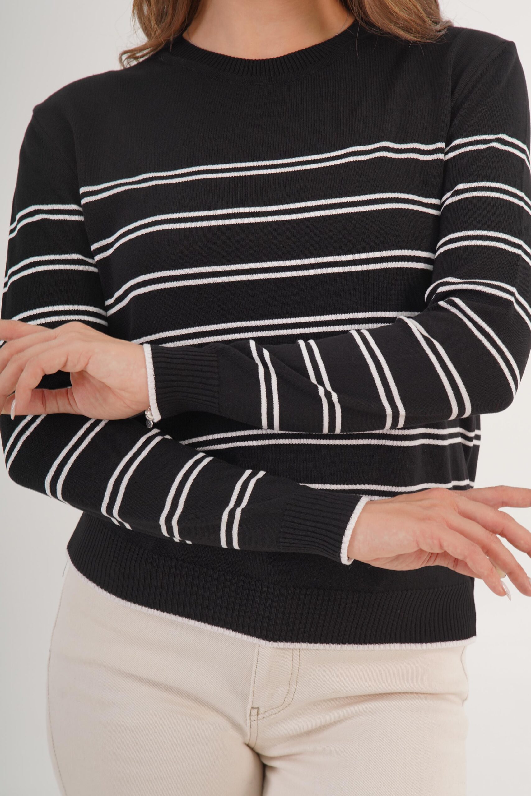 Striped Casual Sweater - Brand: Lustrin - Women & Kids, Baby Clothes Wholesale - TheBS Women Striped Casual Sweater - Brand: Lustrin - Women & Kids, Baby Clothes Wholesale - TheBS Women