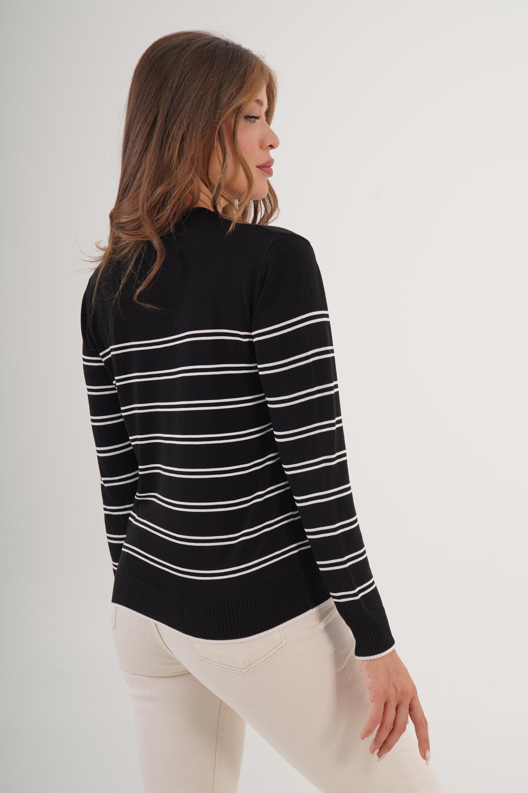 Striped Casual Sweater - Brand: Lustrin - Women & Kids, Baby Clothes Wholesale - TheBS Women Striped Casual Sweater - Brand: Lustrin - Women & Kids, Baby Clothes Wholesale - TheBS Women