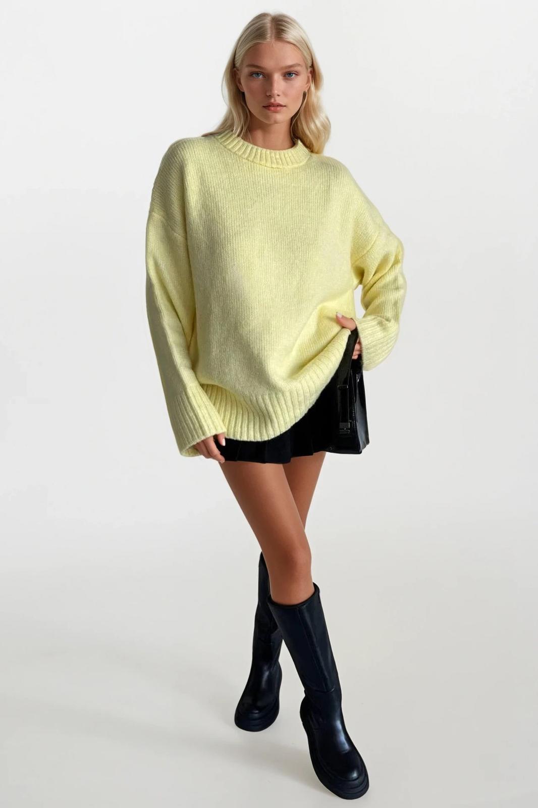 Oversized Fit Sweater Long Sleeve Round Neck - Brand: Black Fashion - Women & Kids, Baby Clothes Wholesale - TheBS Women Oversized Fit Sweater Long Sleeve Round Neck - Brand: Black Fashion - Women & Kids, Baby Clothes Wholesale - TheBS Women