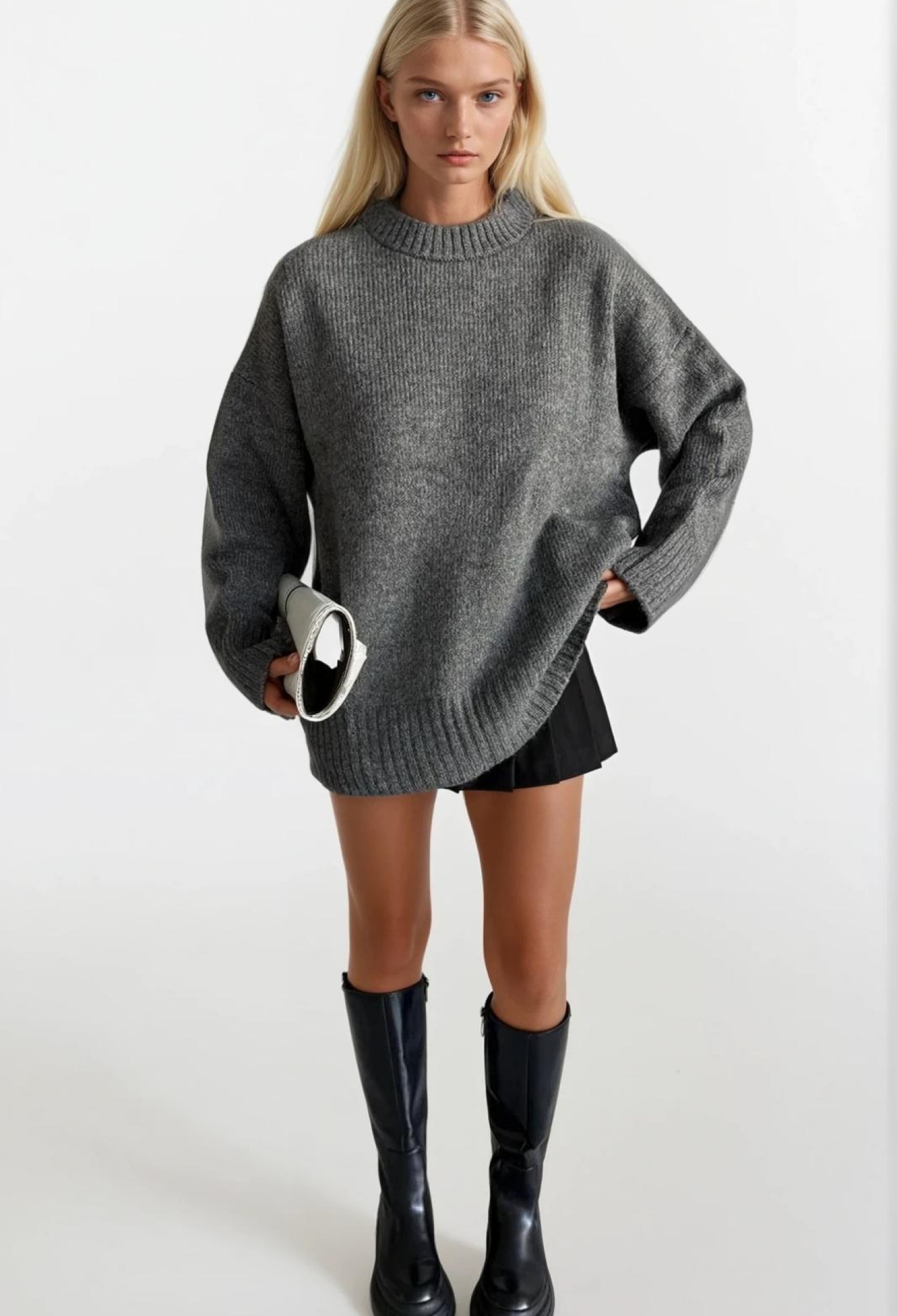 Oversized Casual Sweater With Crew Neck - Brand: Black Fashion - Women & Kids, Baby Clothes Wholesale - TheBS Women