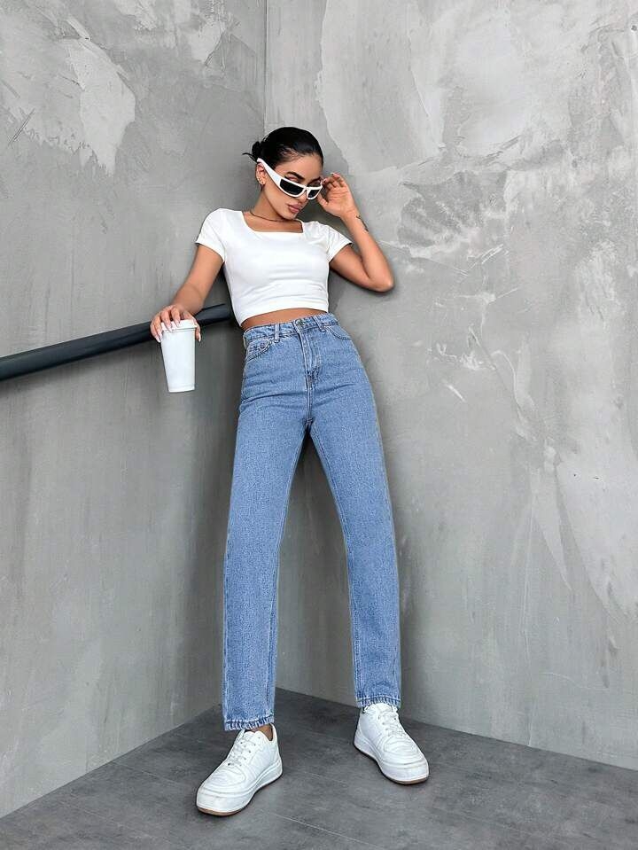 Mom Jeans High Waist Straight Leg - Brand: My Jest Fashion - Women & Kids, Baby Clothes Wholesale - TheBS Women Mom Jeans High Waist Straight Leg - Brand: My Jest Fashion - Women & Kids, Baby Clothes Wholesale - TheBS Women