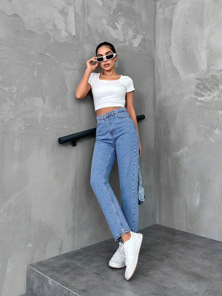 Mom Jeans High Waist Straight Leg - Brand: My Jest Fashion - Women & Kids, Baby Clothes Wholesale - TheBS Women Mom Jeans High Waist Straight Leg - Brand: My Jest Fashion - Women & Kids, Baby Clothes Wholesale - TheBS Women