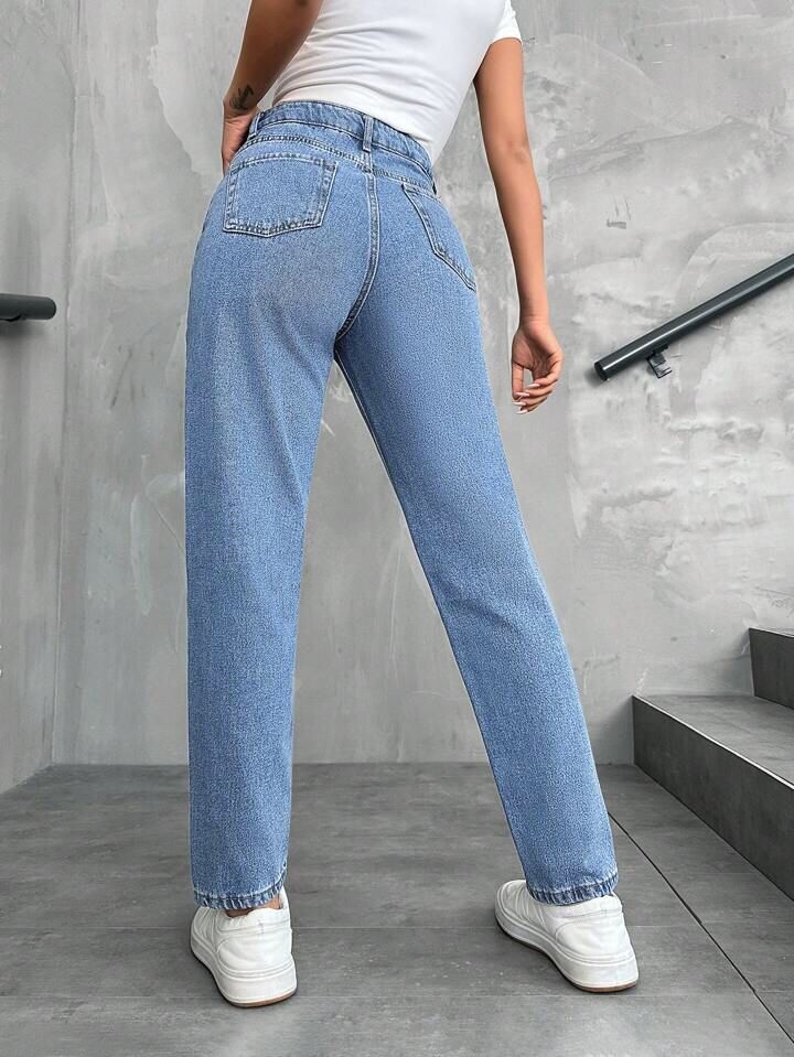 Mom Jeans High Waist Straight Leg - Brand: My Jest Fashion - Women & Kids, Baby Clothes Wholesale - TheBS Women Mom Jeans High Waist Straight Leg - Brand: My Jest Fashion - Women & Kids, Baby Clothes Wholesale - TheBS Women