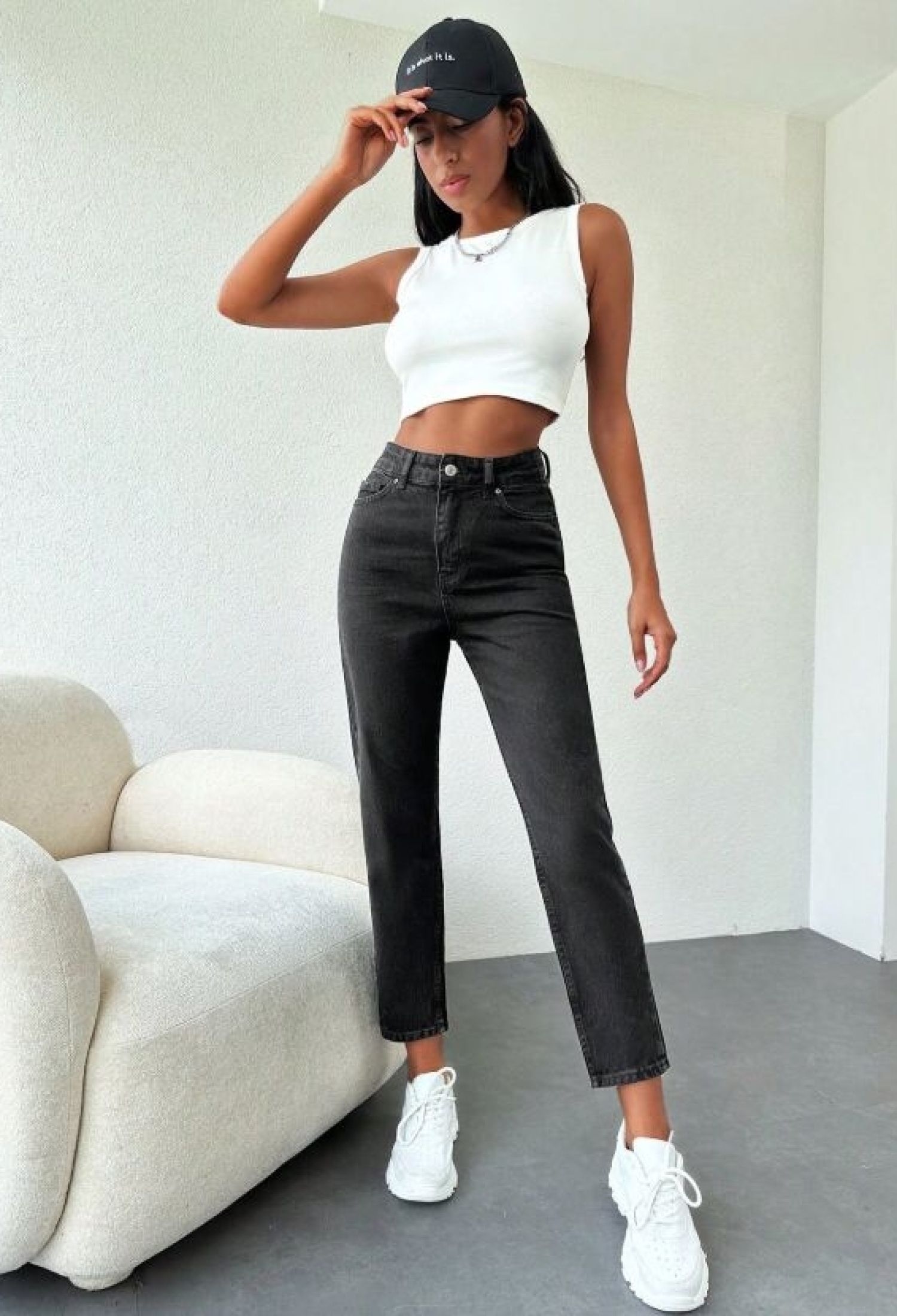 Black Mom Jeans High Waist Cropped Straight Leg - Brand: My Jest Fashion - Women & Kids, Baby Clothes Wholesale - TheBS Women