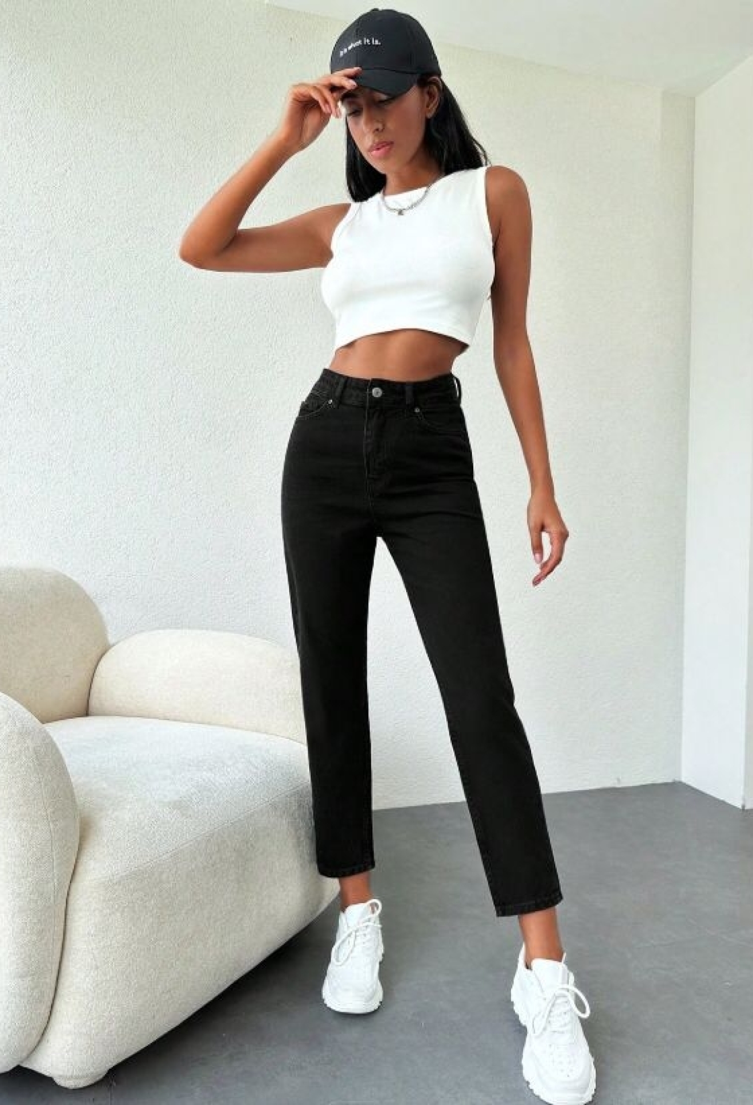 Black Mom Jeans High Waist Cropped Straight Leg - Brand: My Jest Fashion - Women & Kids, Baby Clothes Wholesale - TheBS Women