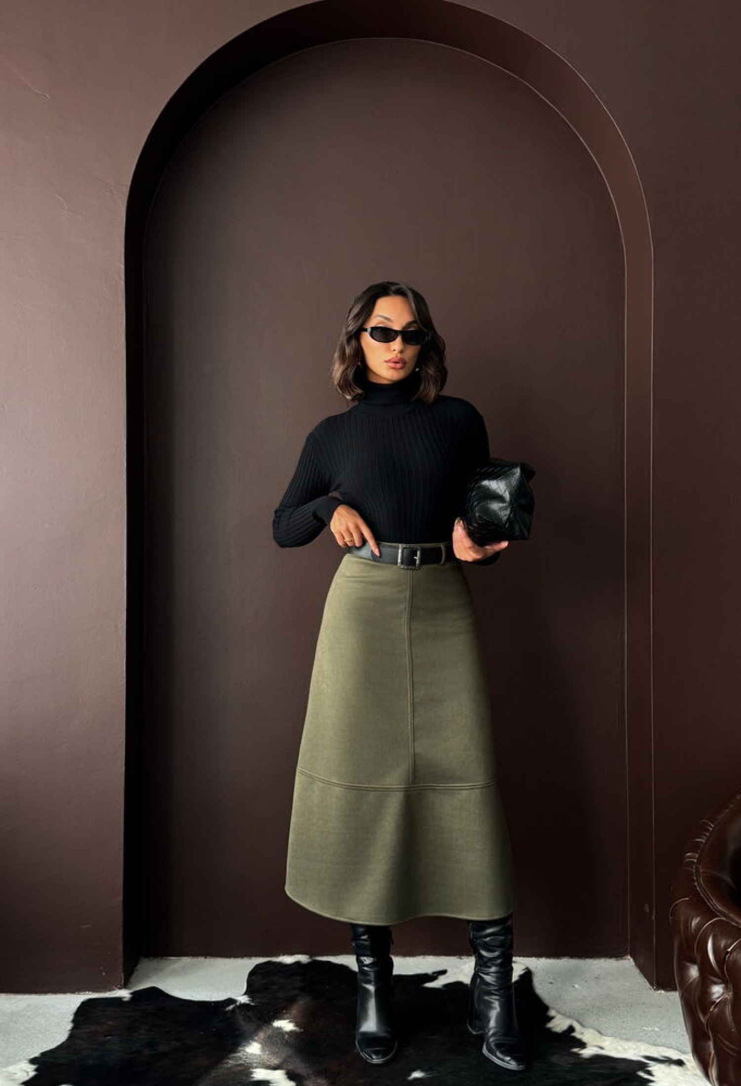 Flared Midi Skirt High Waist Zip Up - Brand: Topshow - Women & Kids, Baby Clothes Wholesale - TheBS Women