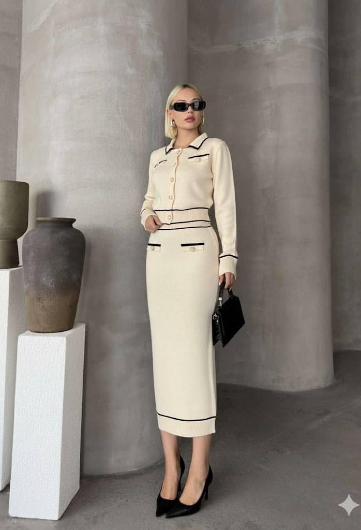 Beige Elegant Formal Vintage Pencil Skirt Set - Brand: My Jest Fashion - Women & Kids, Baby Clothes Wholesale - TheBS Women
