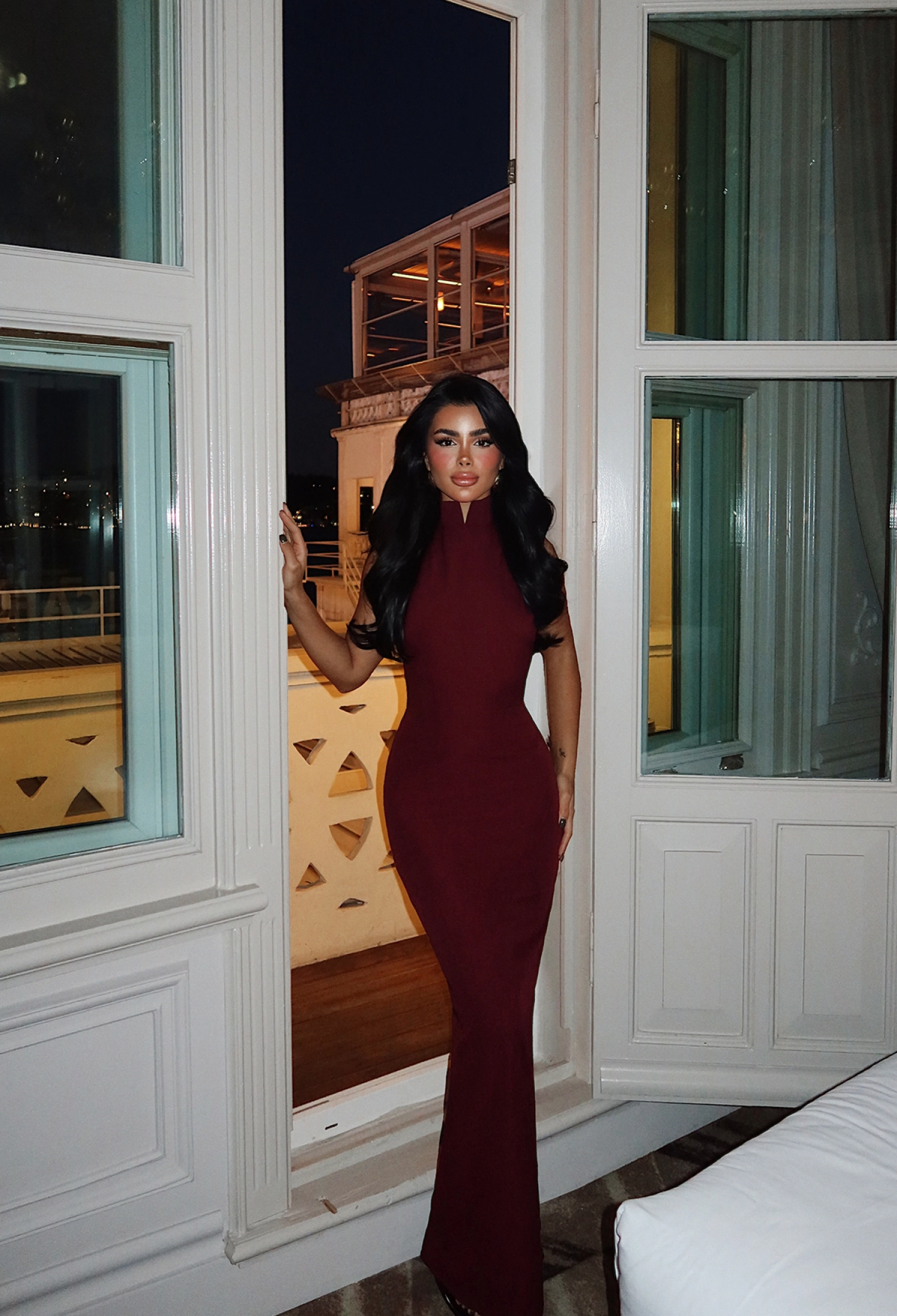 Claret Red Sheath Dress With Halter Neck - Brand: EYYO ATELIER - Women & Kids, Baby Clothes Wholesale - TheBS Women