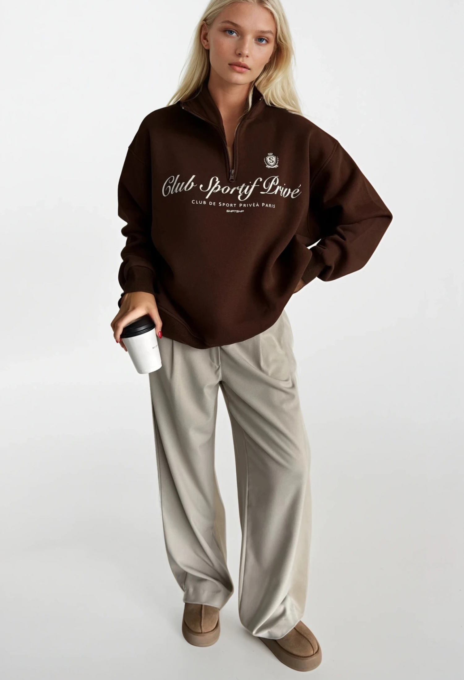 Oversized Fit Sweatshirt With Letter Print - Brand: Black Fashion - Women & Kids, Baby Clothes Wholesale - TheBS Women