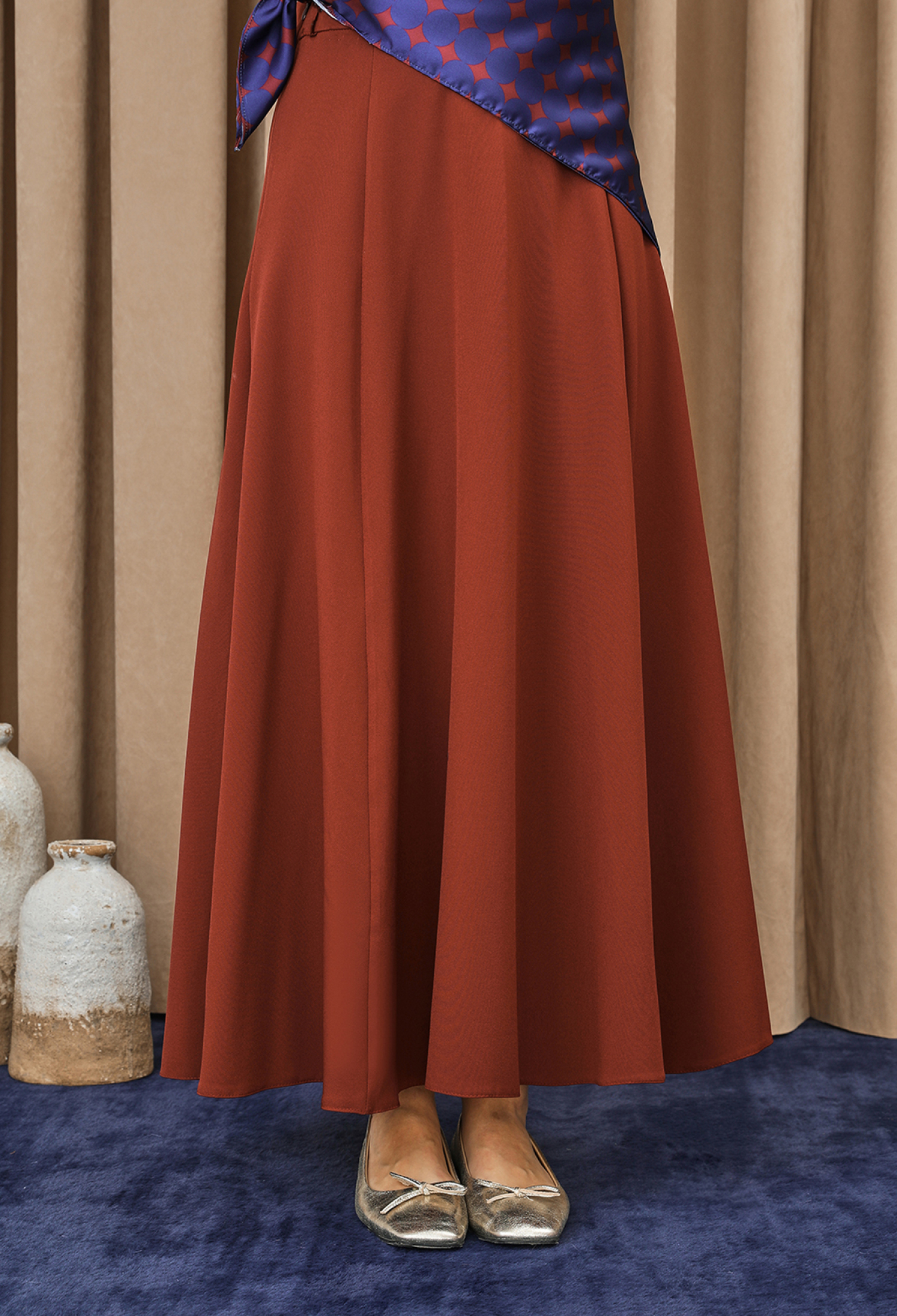 Brown Flared Maxi Skirt With Tie Closure - Brand: Puane - Women & Kids, Baby Clothes Wholesale - TheBS Women