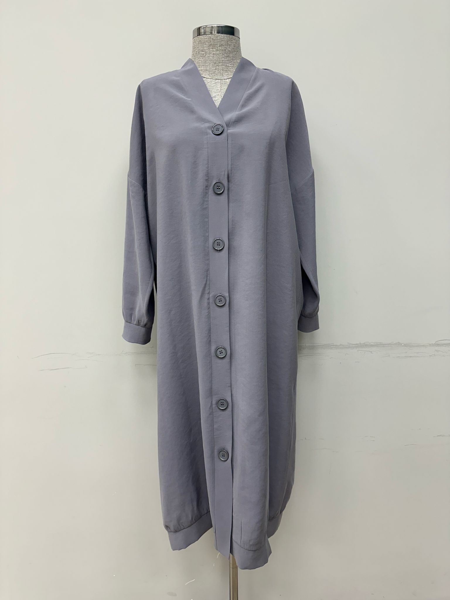 Grey Modest Casual Oversized V-Neck Tunic - Brand: Puane - Women & Kids, Baby Clothes Wholesale - TheBS Women Grey Modest Casual Oversized V-Neck Tunic - Brand: Puane - Women & Kids, Baby Clothes Wholesale - TheBS Women