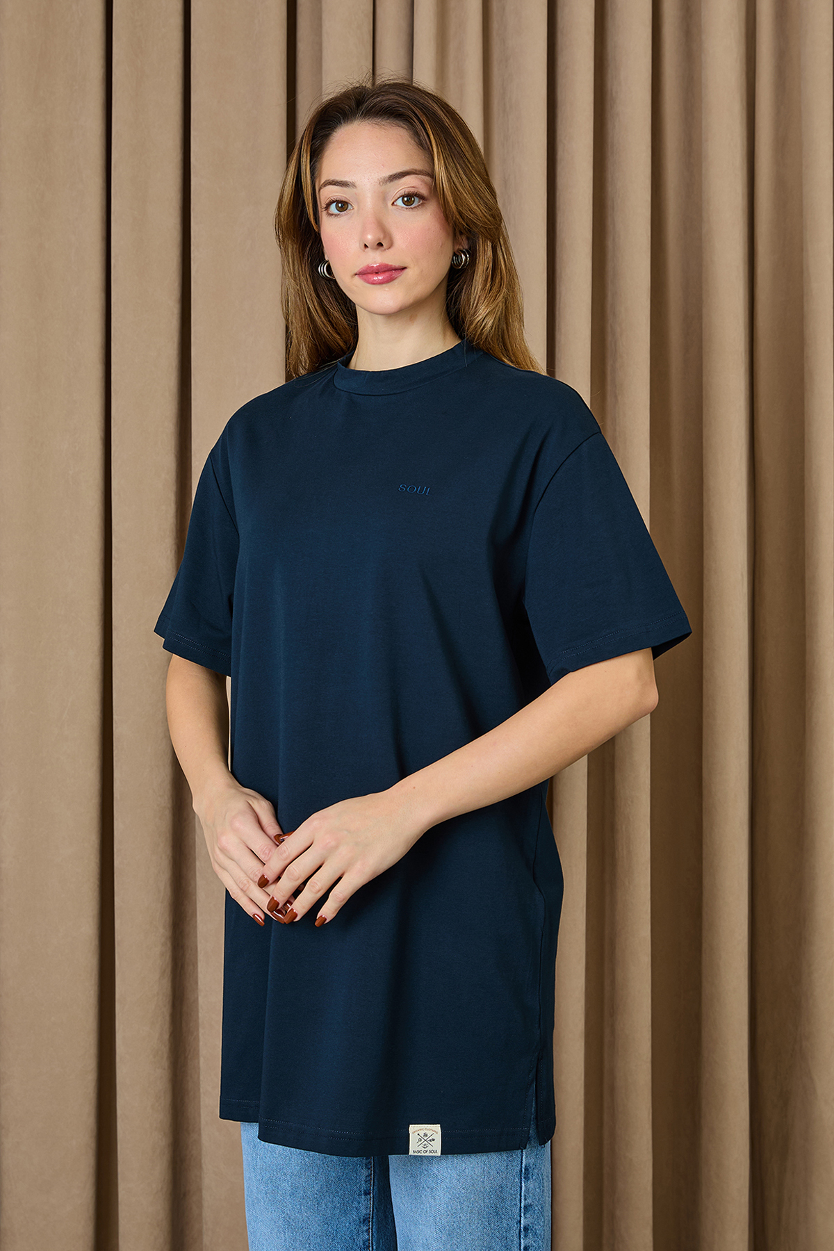 NavyTshirt Oversized Casual Streetwear - Brand: SOUL - Women & Kids, Baby Clothes Wholesale - TheBS Women NavyTshirt Oversized Casual Streetwear - Brand: SOUL - Women & Kids, Baby Clothes Wholesale - TheBS Women