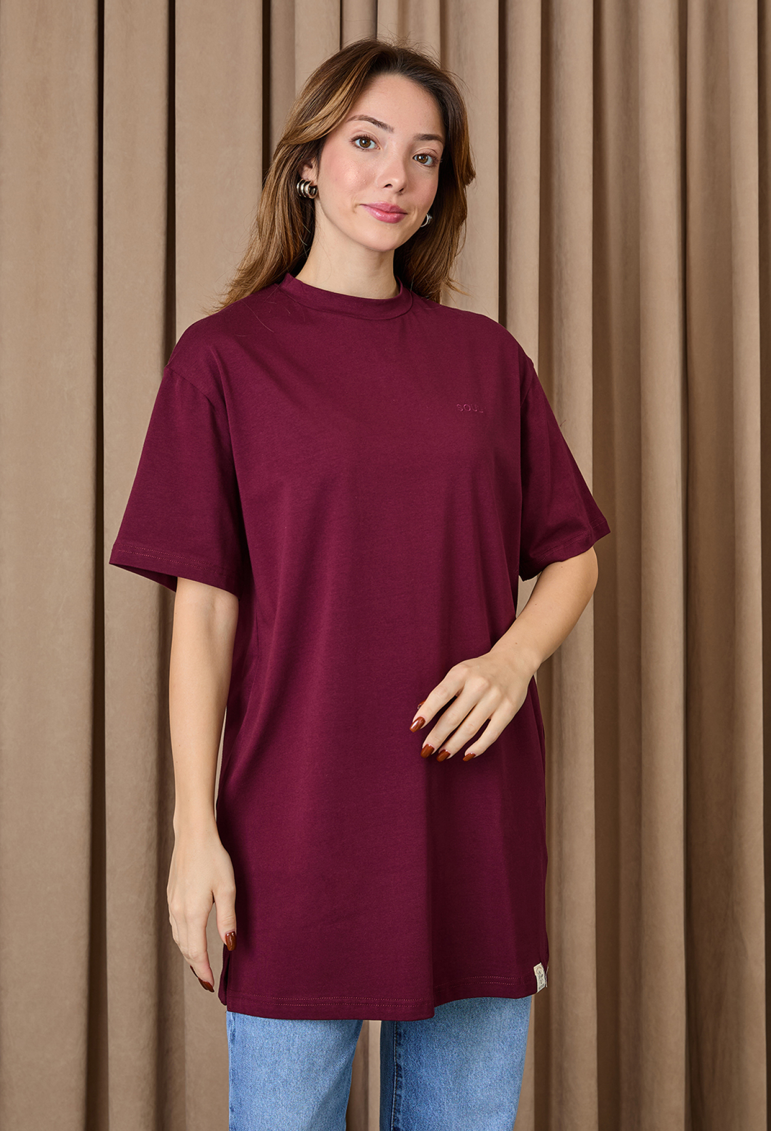 Claret Red Tshirt Oversized Casual Streetwear - Brand: SOUL - Women & Kids, Baby Clothes Wholesale - TheBS Women