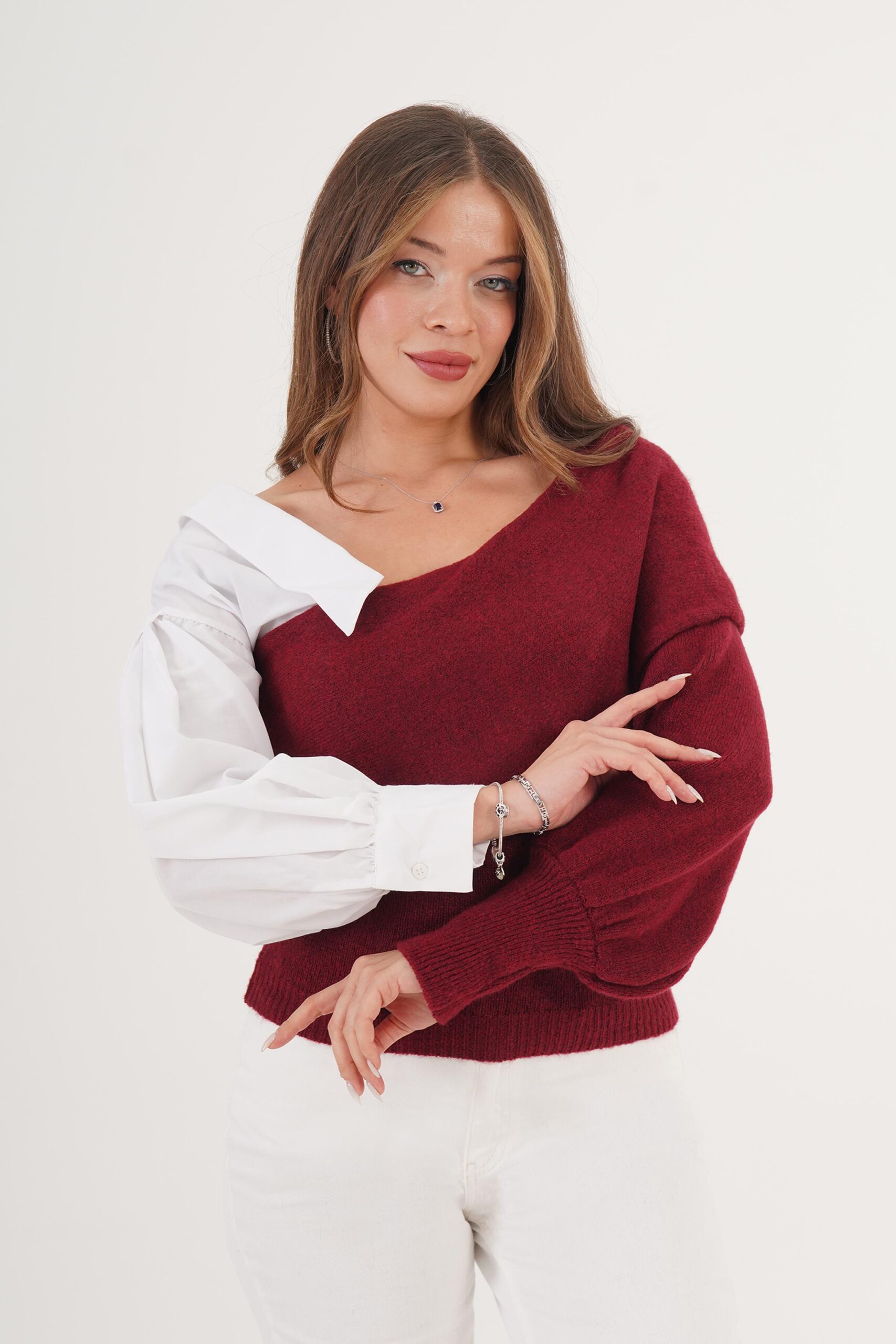 Sweater With Off Shoulder Neckline - Brand: Lustrin - Women & Kids, Baby Clothes Wholesale - TheBS Women Sweater With Off Shoulder Neckline - Brand: Lustrin - Women & Kids, Baby Clothes Wholesale - TheBS Women