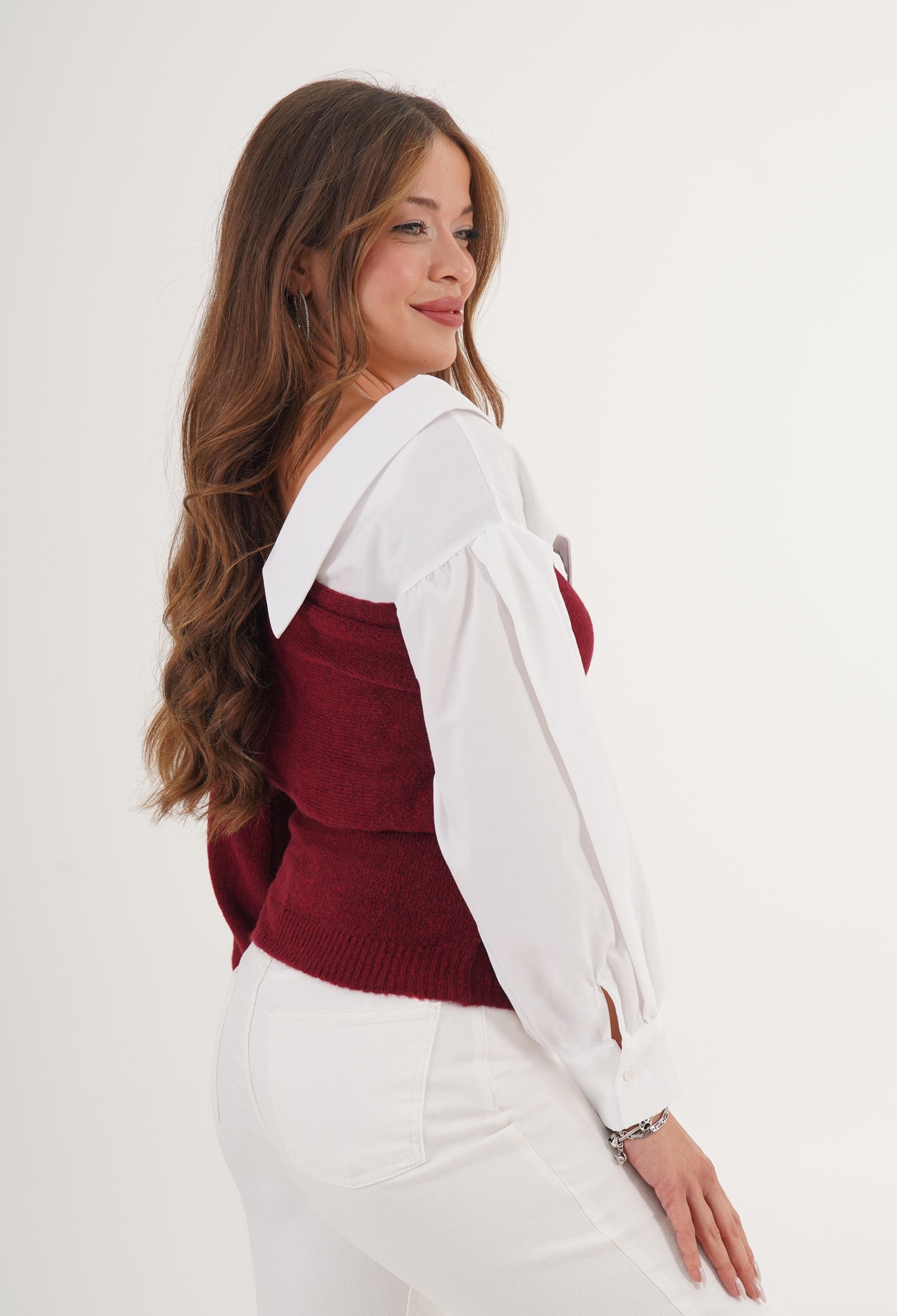 Sweater With Off Shoulder Neckline - Brand: Lustrin - Women & Kids, Baby Clothes Wholesale - TheBS Women