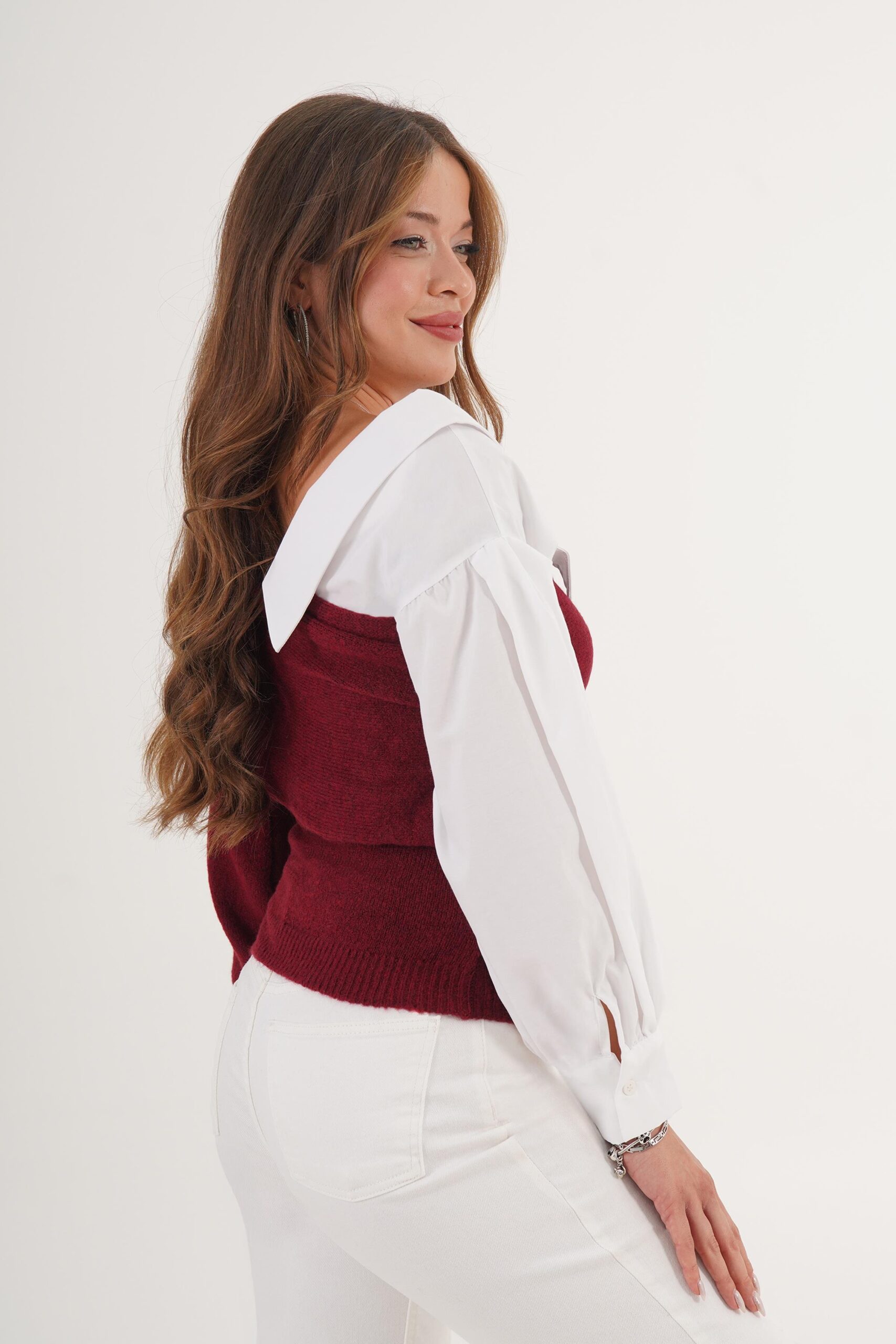 Sweater With Off Shoulder Neckline - Brand: Lustrin - Women & Kids, Baby Clothes Wholesale - TheBS Women Sweater With Off Shoulder Neckline - Brand: Lustrin - Women & Kids, Baby Clothes Wholesale - TheBS Women