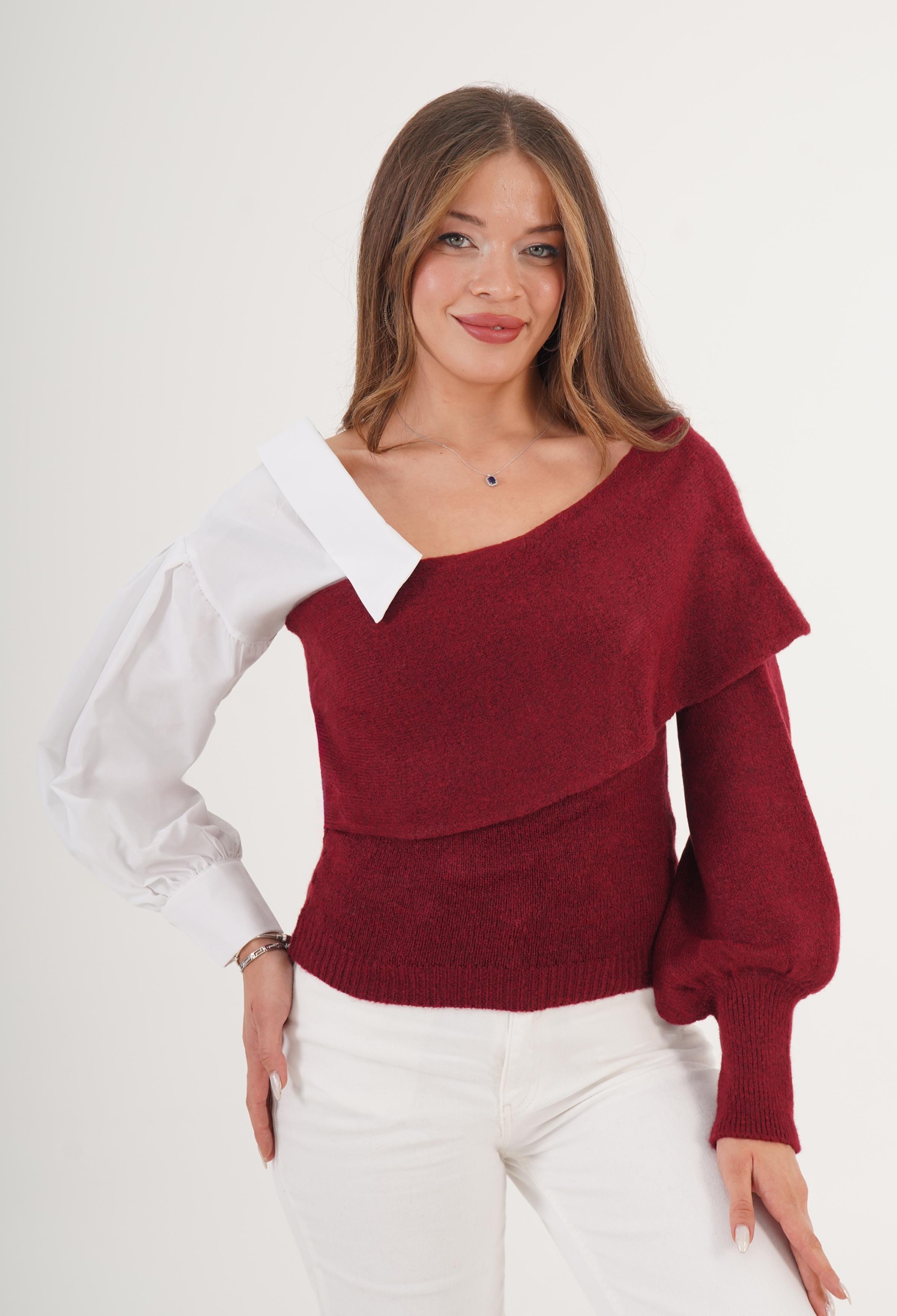 Sweater With Off Shoulder Neckline - Brand: Lustrin - Women & Kids, Baby Clothes Wholesale - TheBS Women